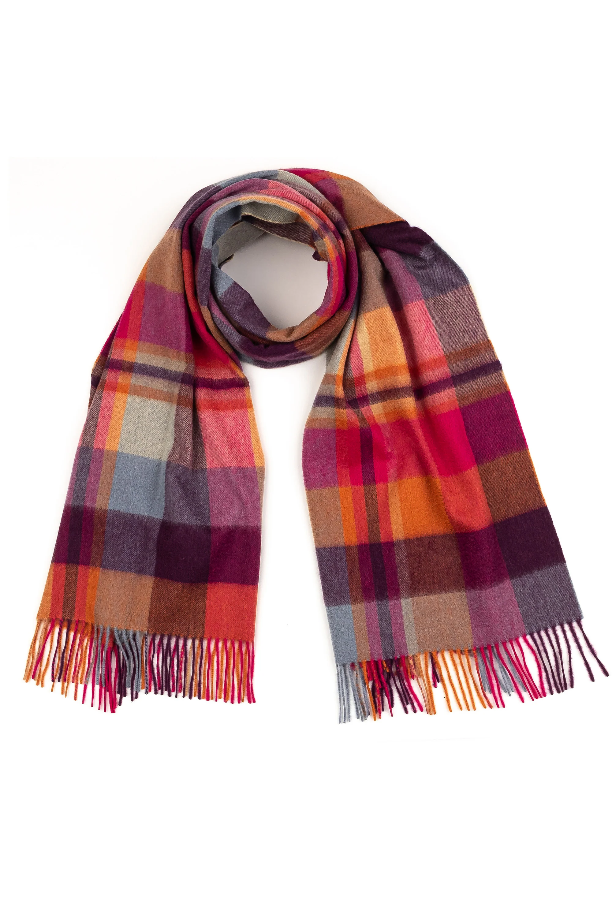 Square Check Cashmere Stole - Orient Ginger - Image 3