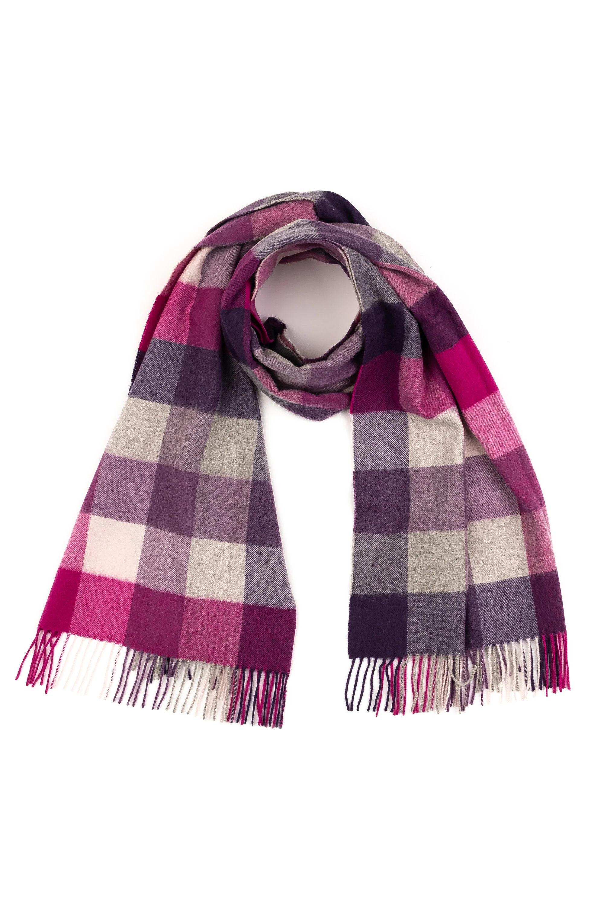 5 Square Check Cashmere Stole - Purple - Image 4
