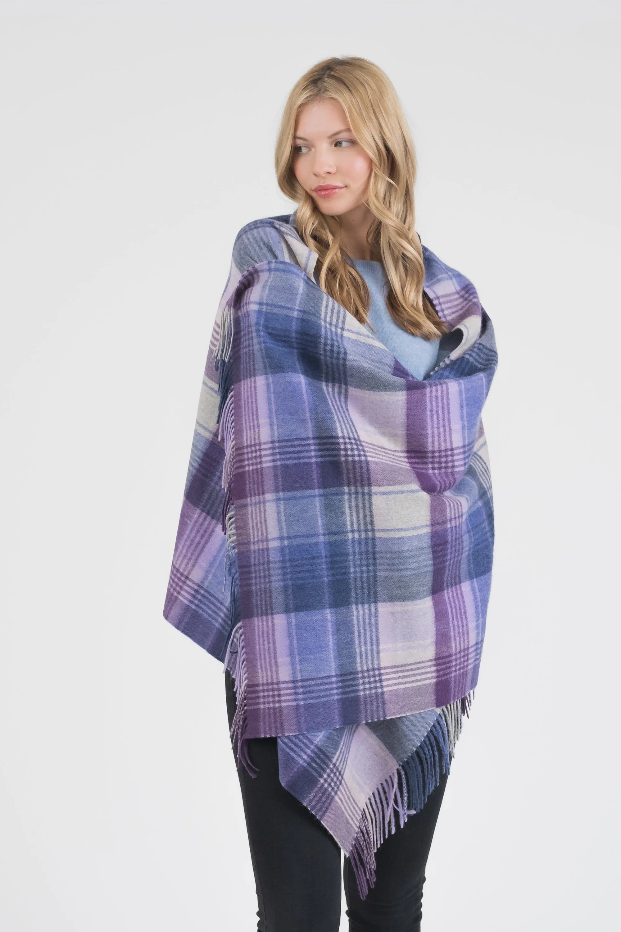 Repeat Edge Cashmere Stole - Purple - Image 2