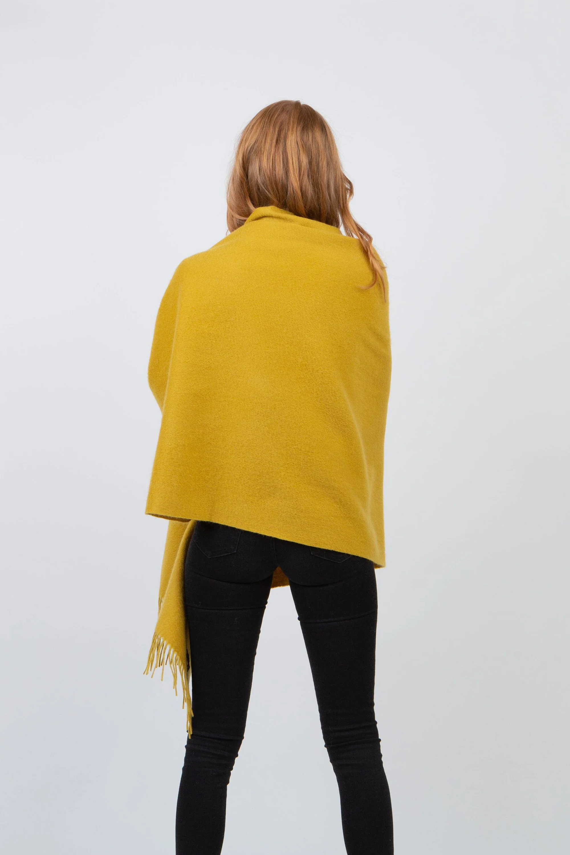Solid Cashmere Stole - Sulphur Green - Image 2