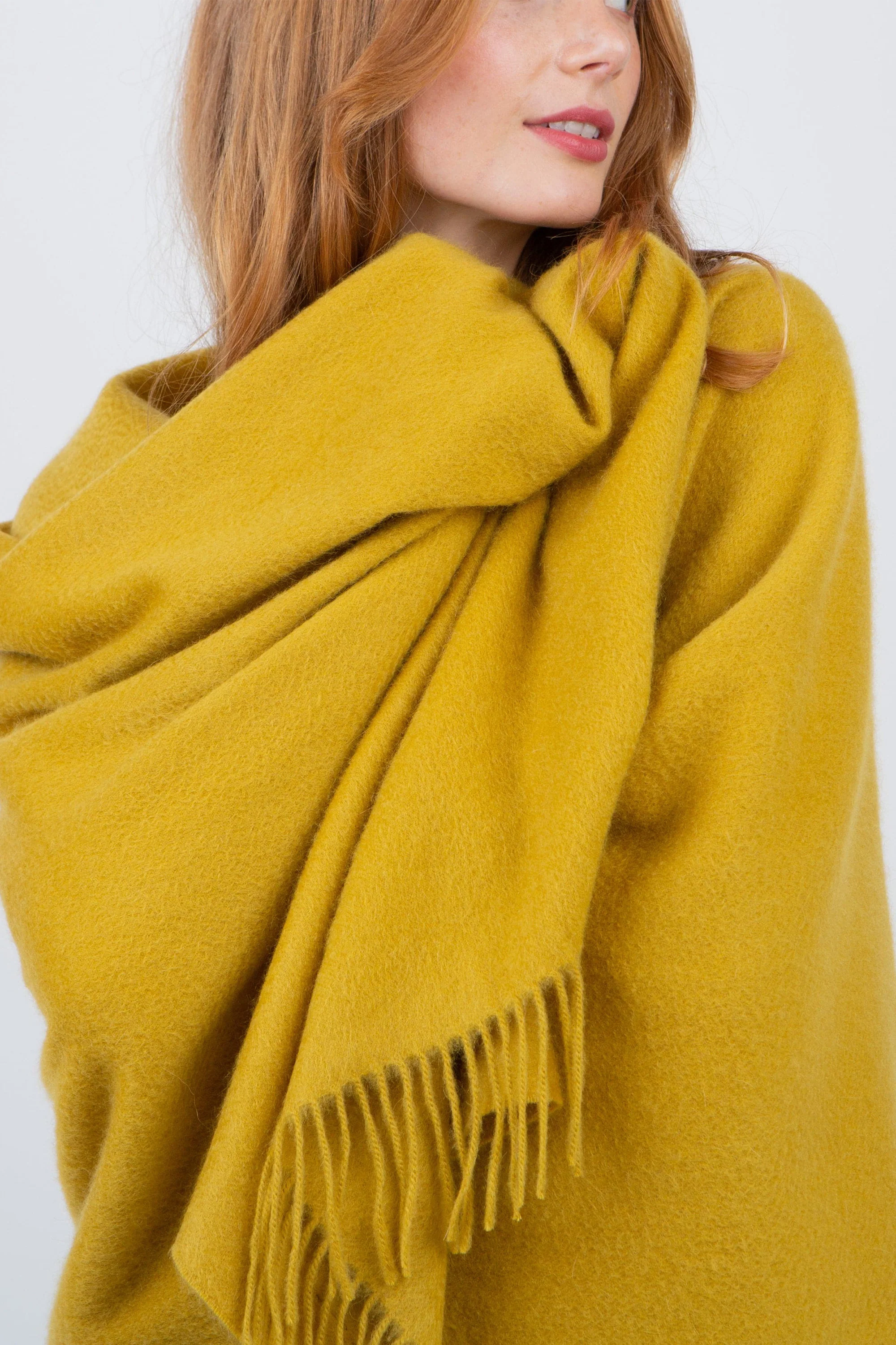 Solid Cashmere Stole - Sulphur Green - Image 3