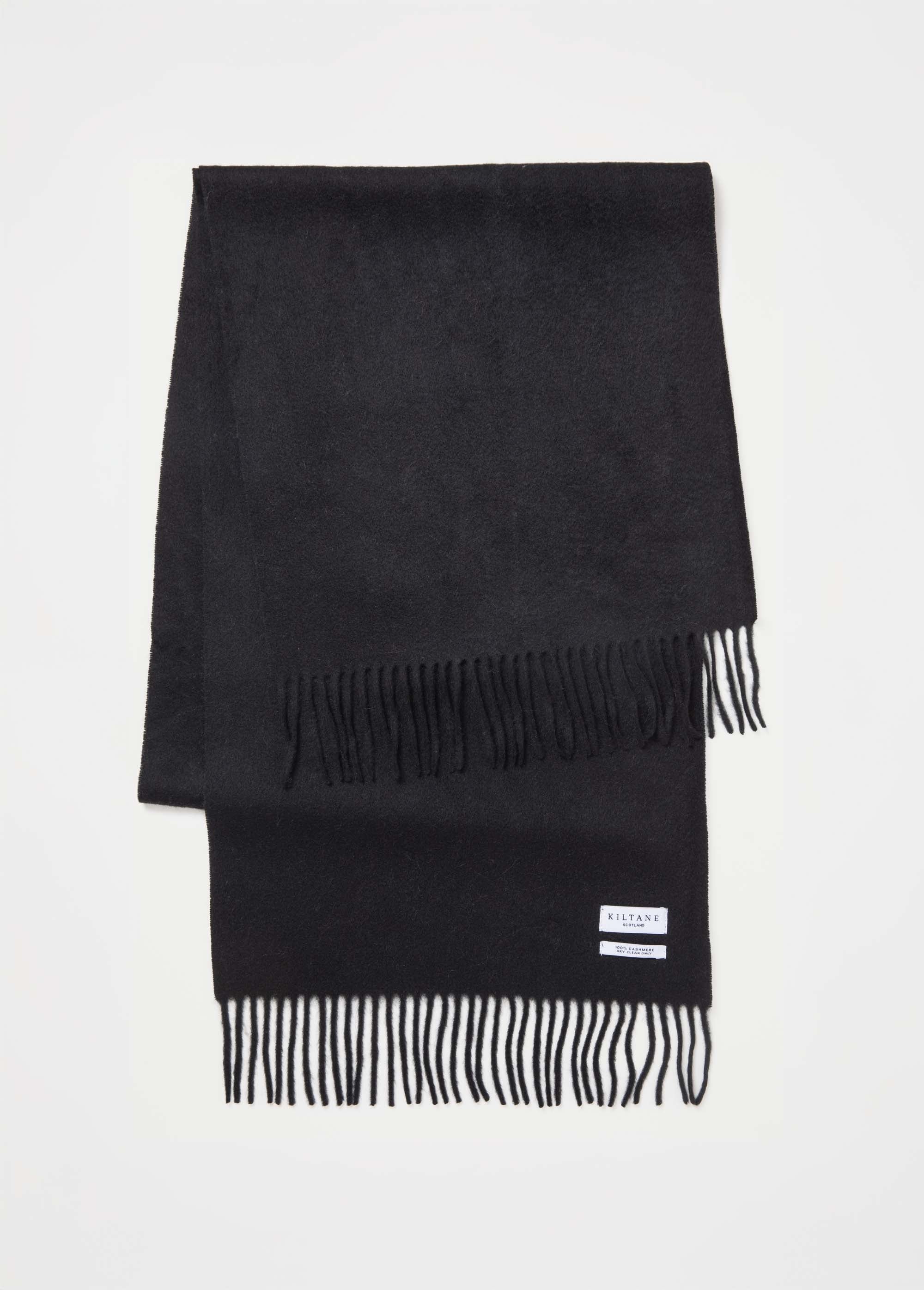Solid Cashmere Wide Scarf - Black - Image 3