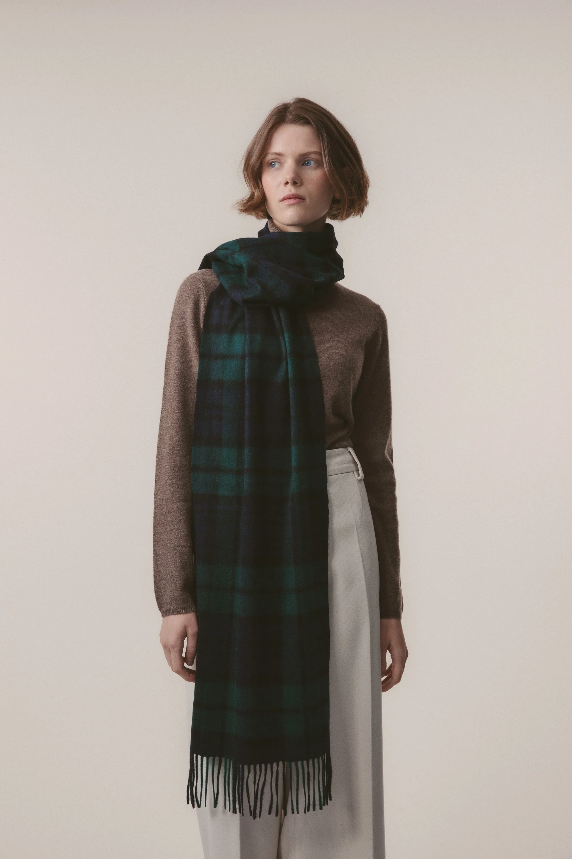 Heritage Tartan Cashmere Wide Scarf - Blackwatch