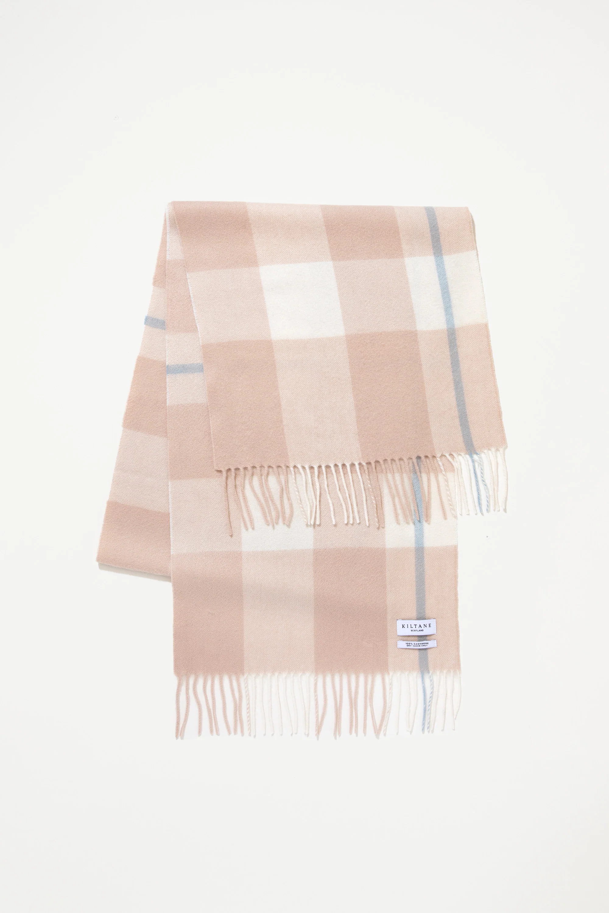 Contemporary Check Cashmere Wide Scarf - Champagne Pink - Image 3