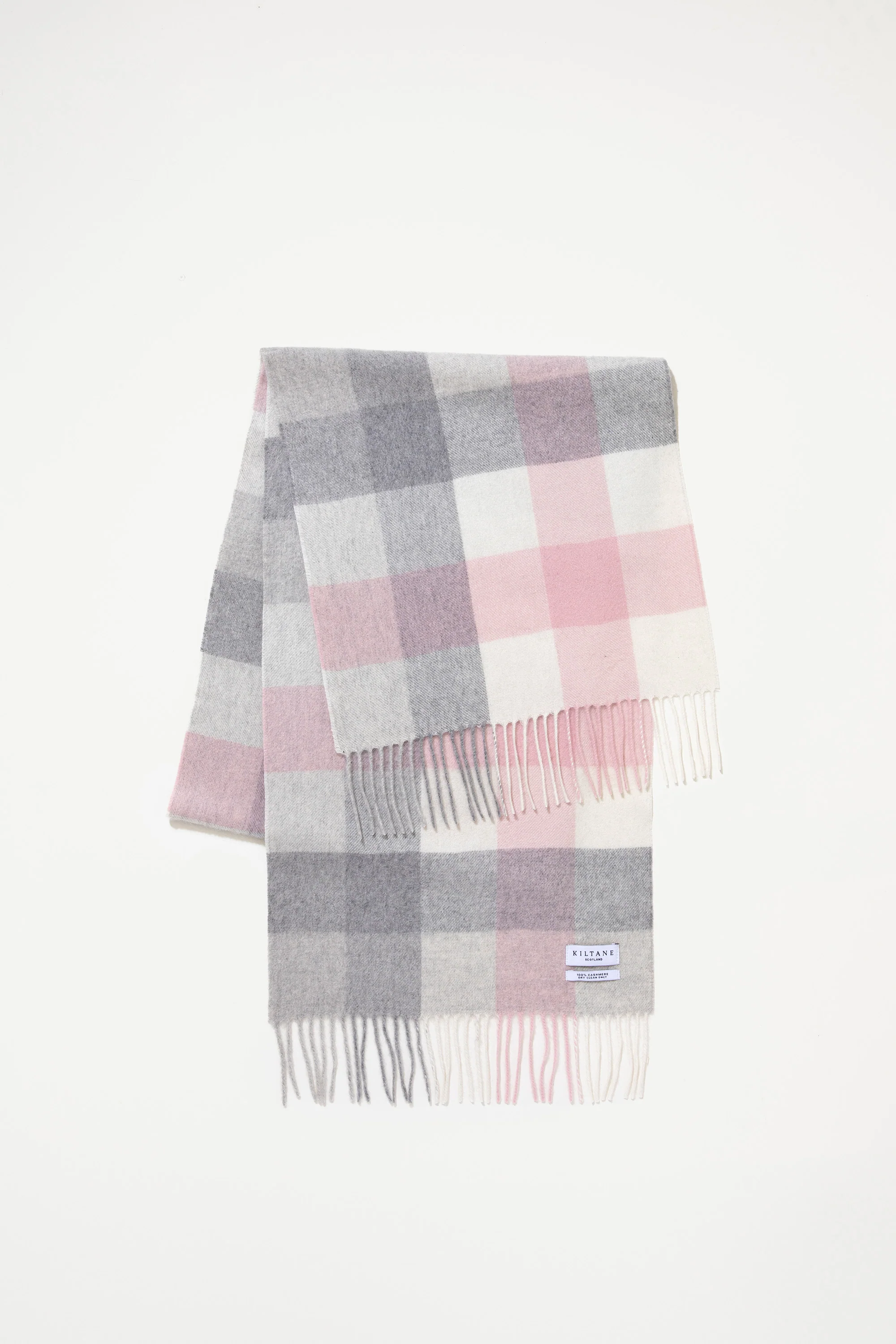 5 Square Check Cashmere Wide Scarf - Cherub - Image 2