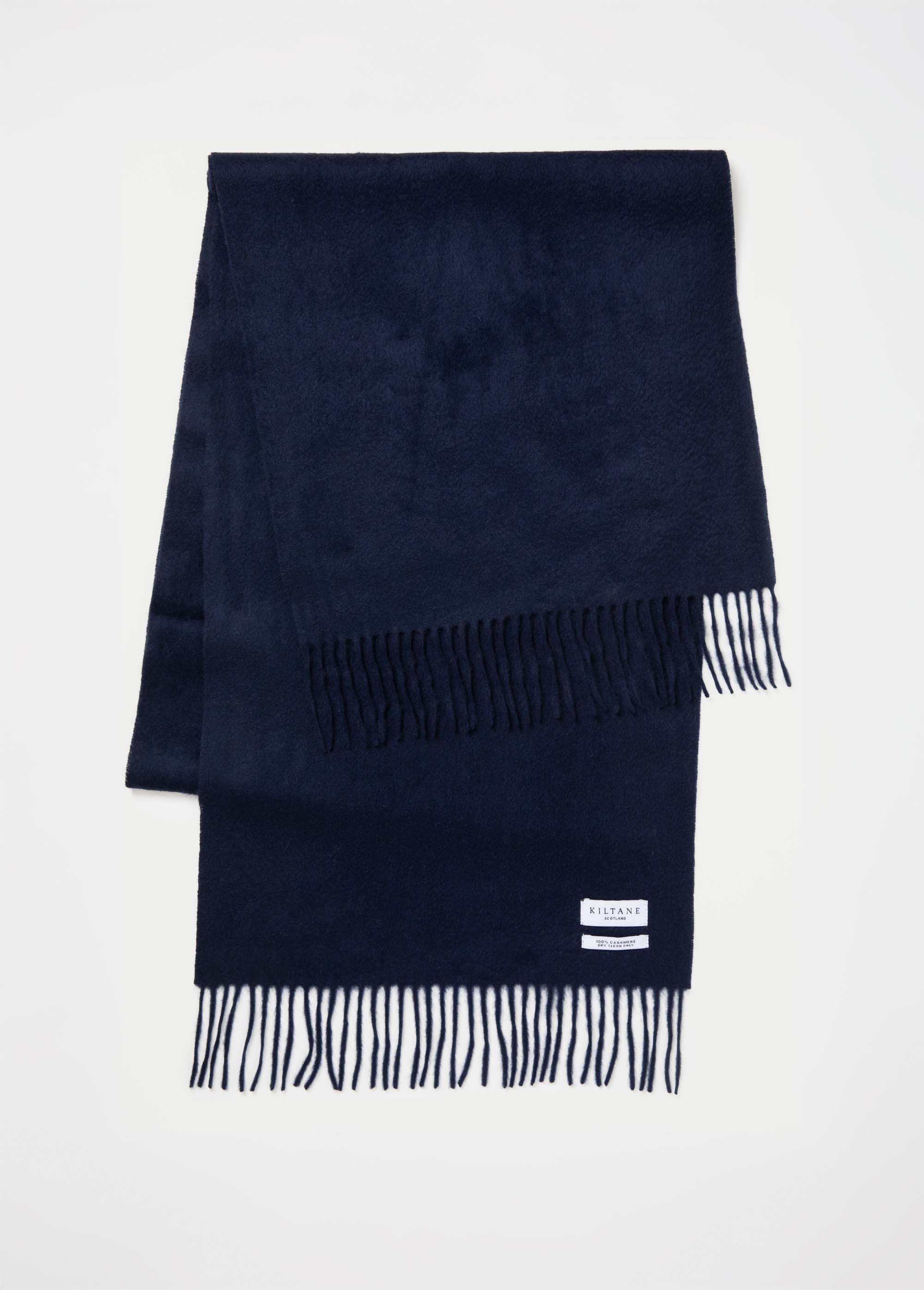 Solid Cashmere Wide Scarf - Dark Navy - Image 2