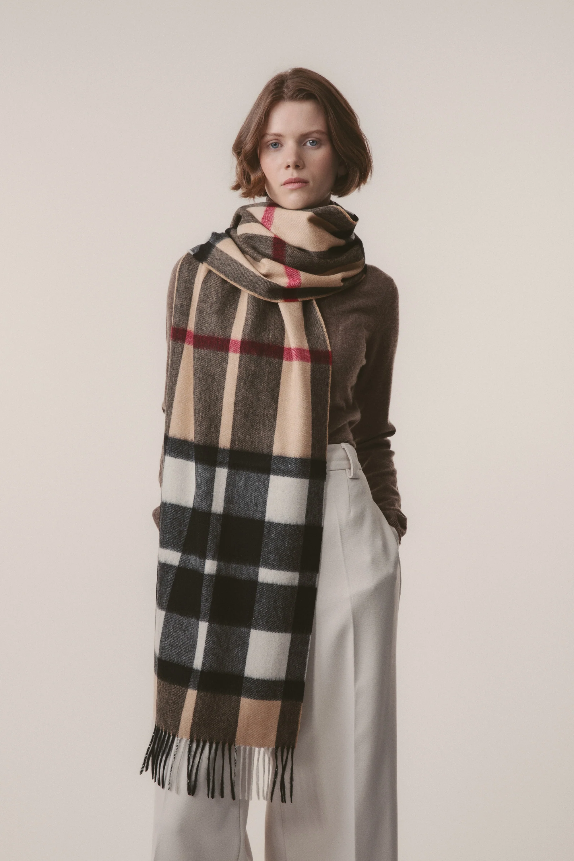 Exploded Camel Thompson Cashmere Wide Scarf - Image 2