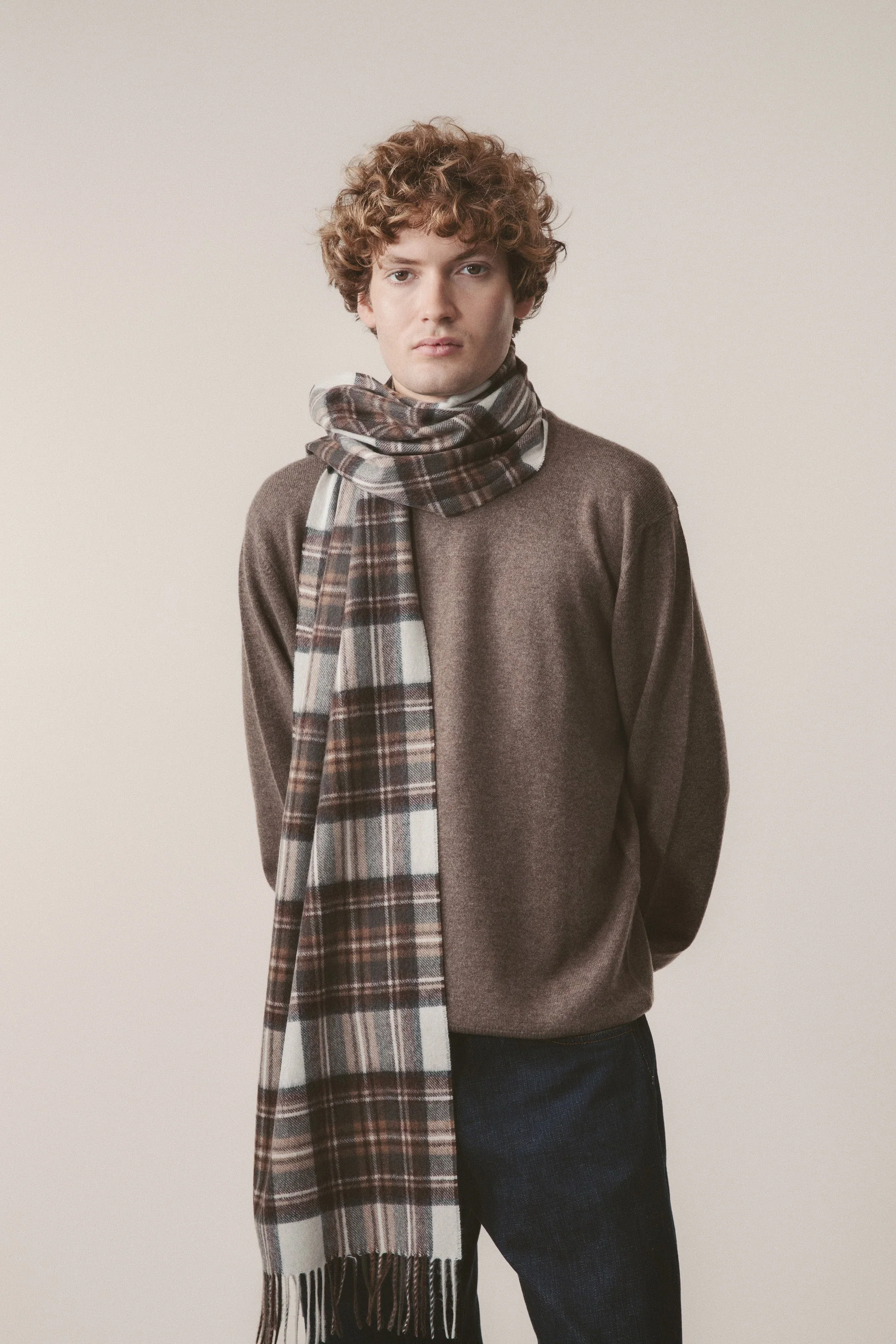Heritage Tartan Cashmere Wide Scarf - Natural Dress Stewart - Image 3