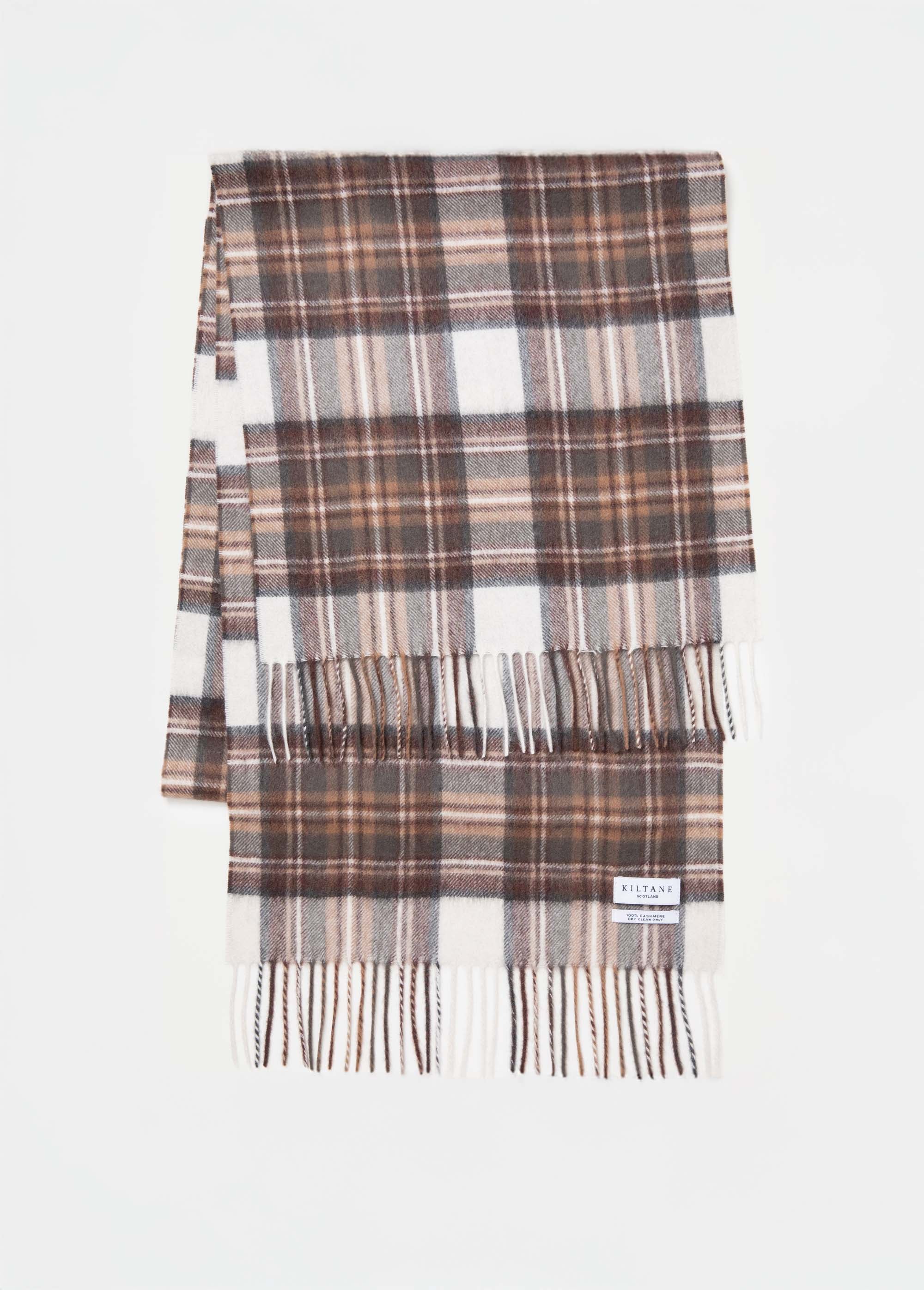 Heritage Tartan Cashmere Wide Scarf - Natural Dress Stewart - Image 4