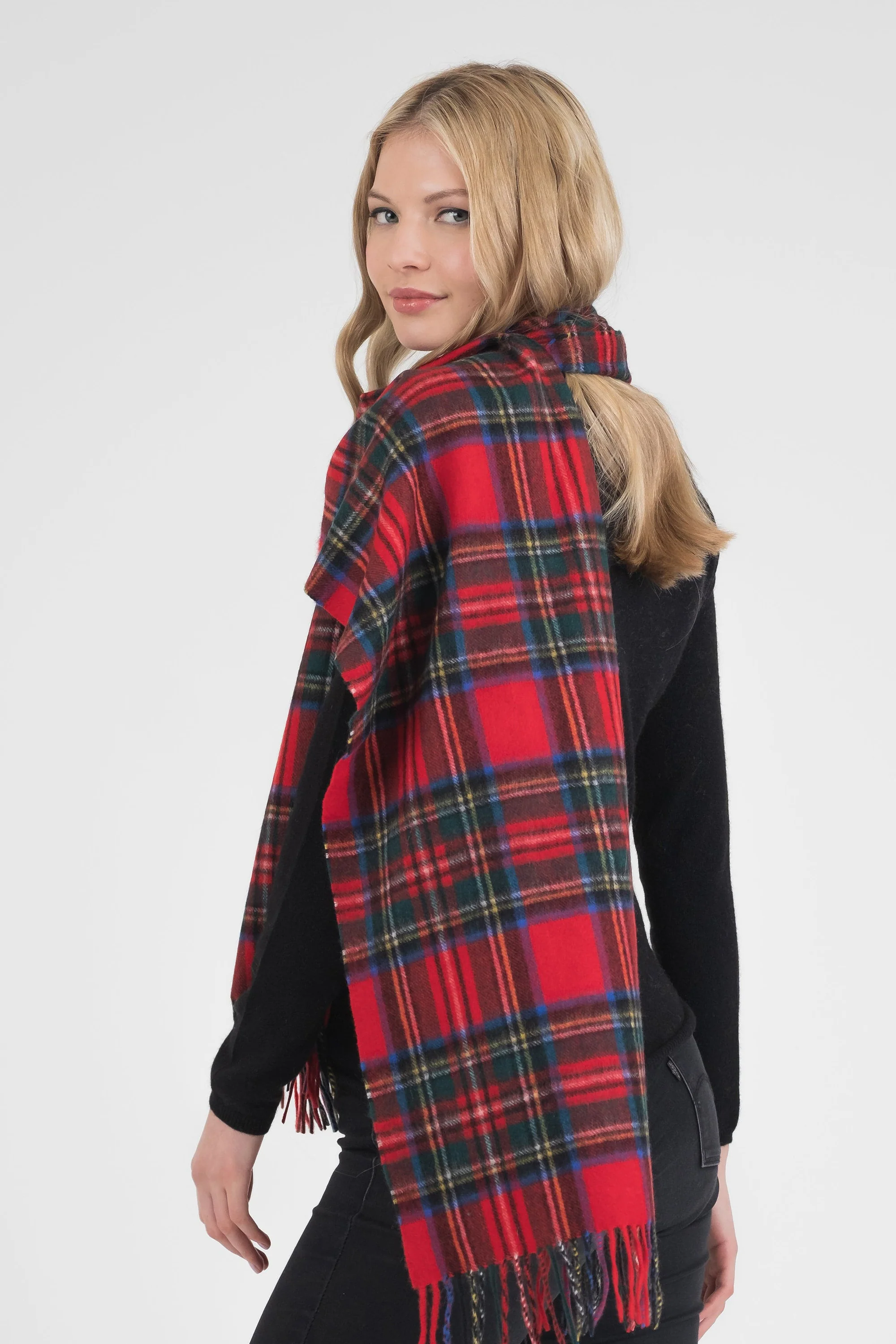 Heritage Tartan Cashmere Wide Scarf - Official Royal Stewart - Image 3