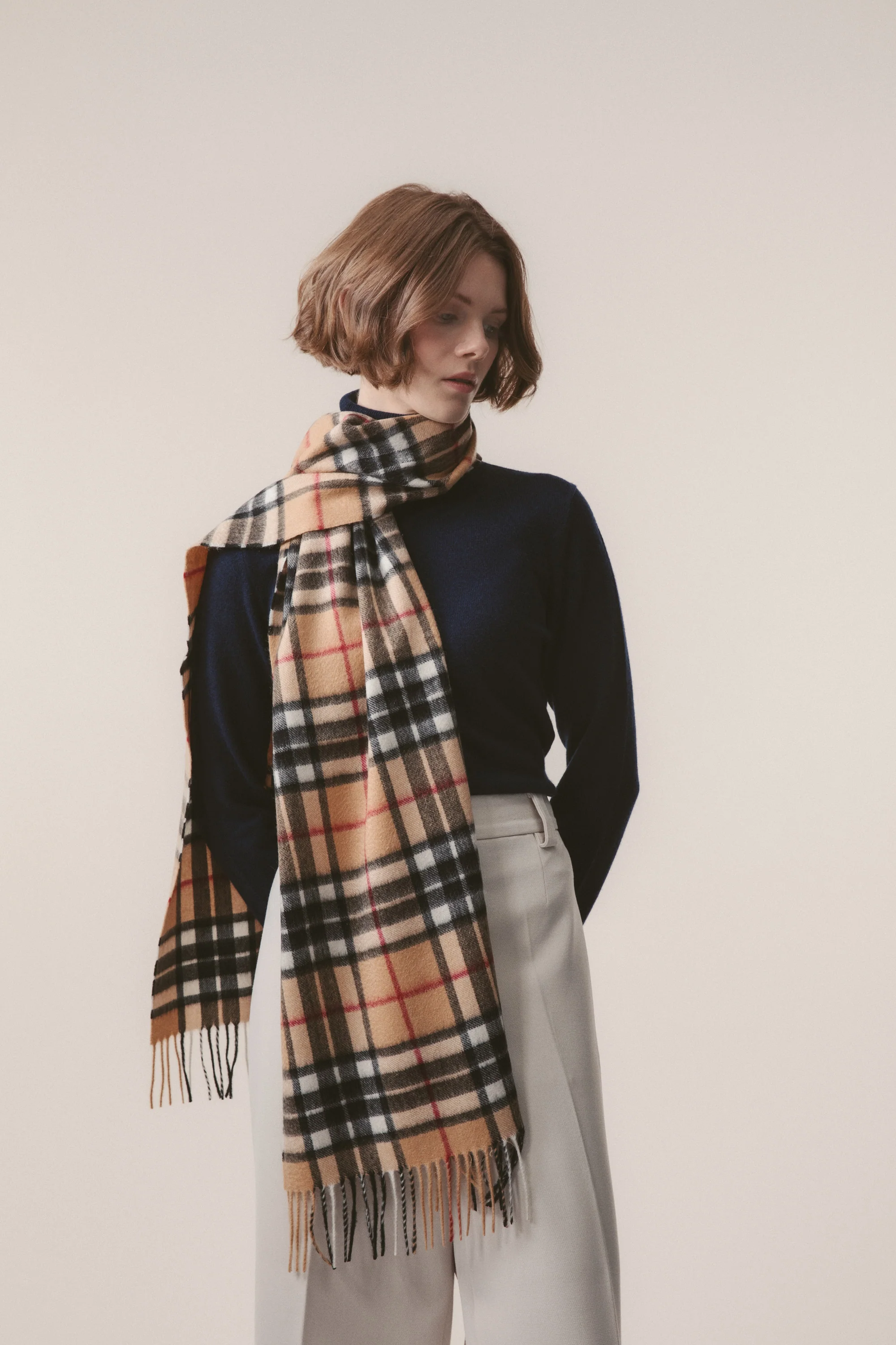 Scotty Thompson Cashmere Wide Scarf - Camel