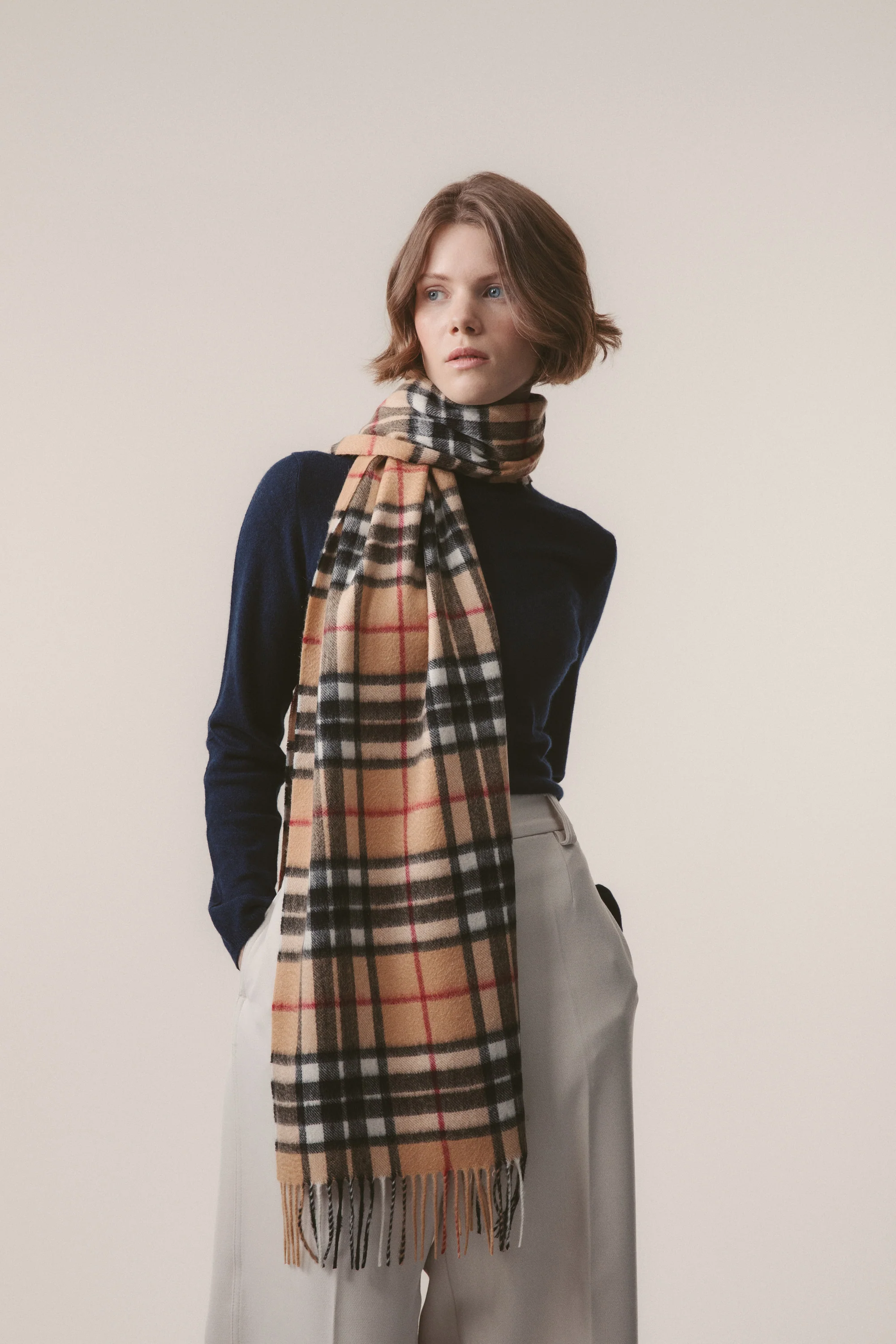 Scotty Thompson Cashmere Wide Scarf - Camel - Image 2