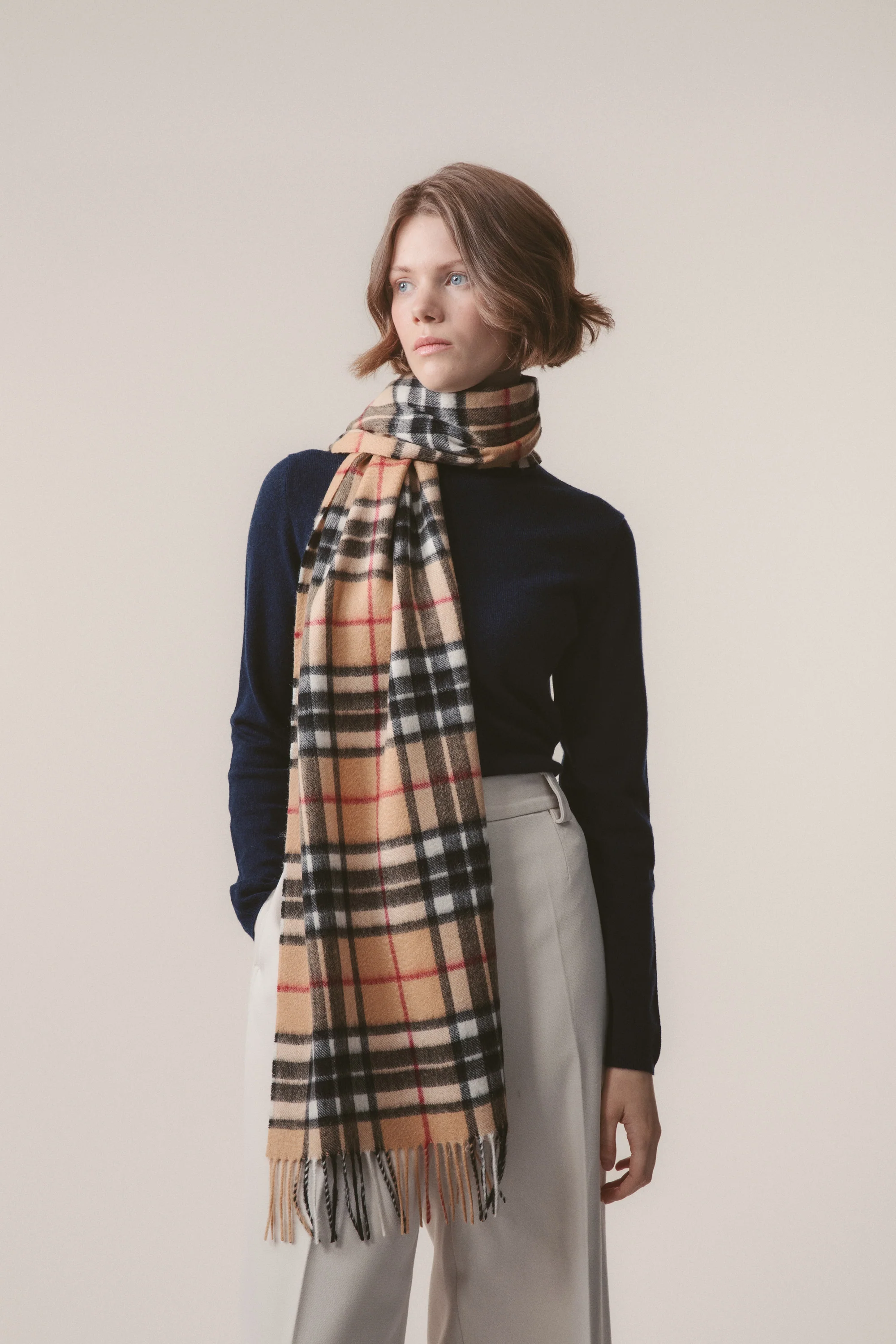 Scotty Thompson Cashmere Wide Scarf - Camel - Image 3