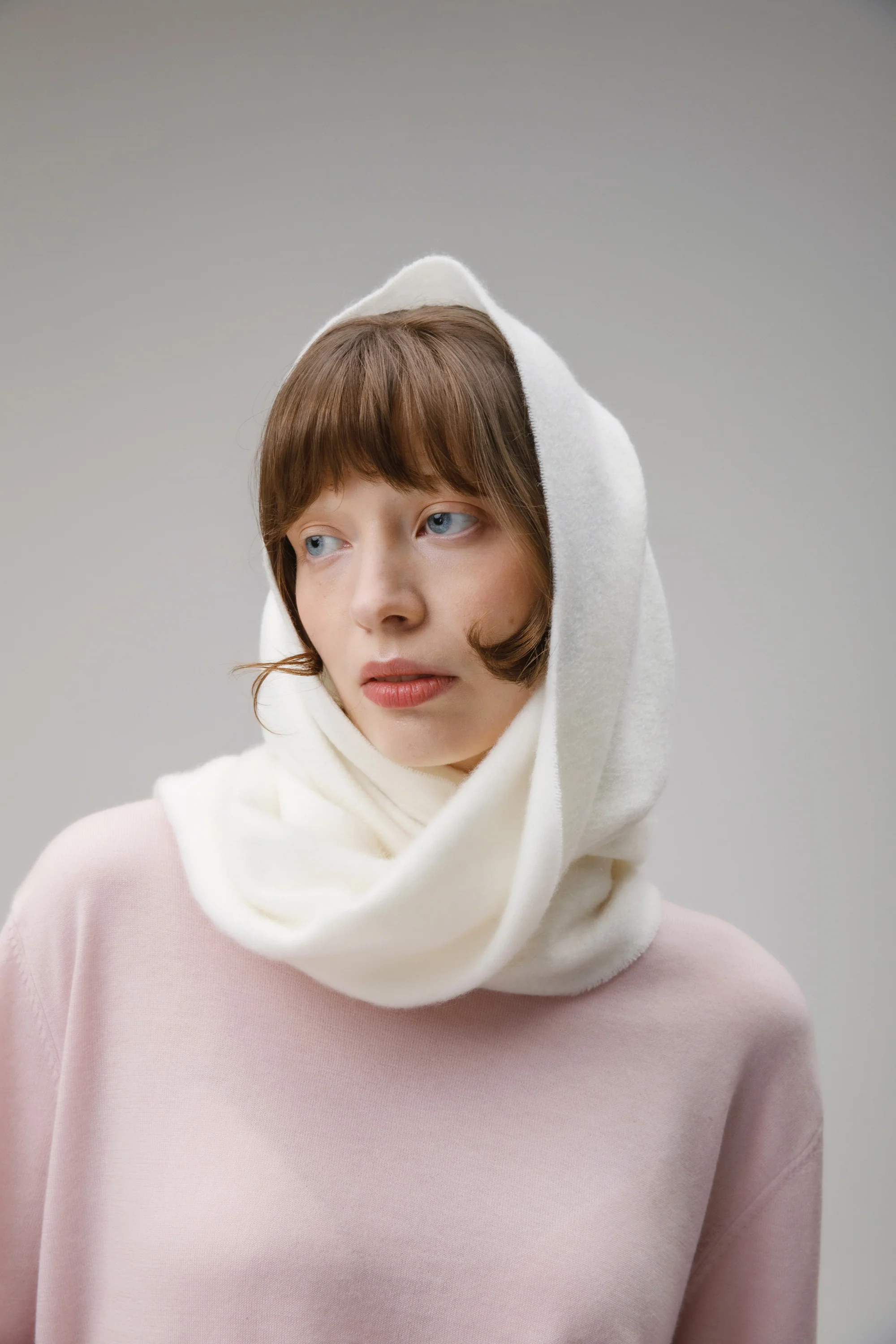 Solid Cashmere Wide Scarf - Soft Cream - Image 2