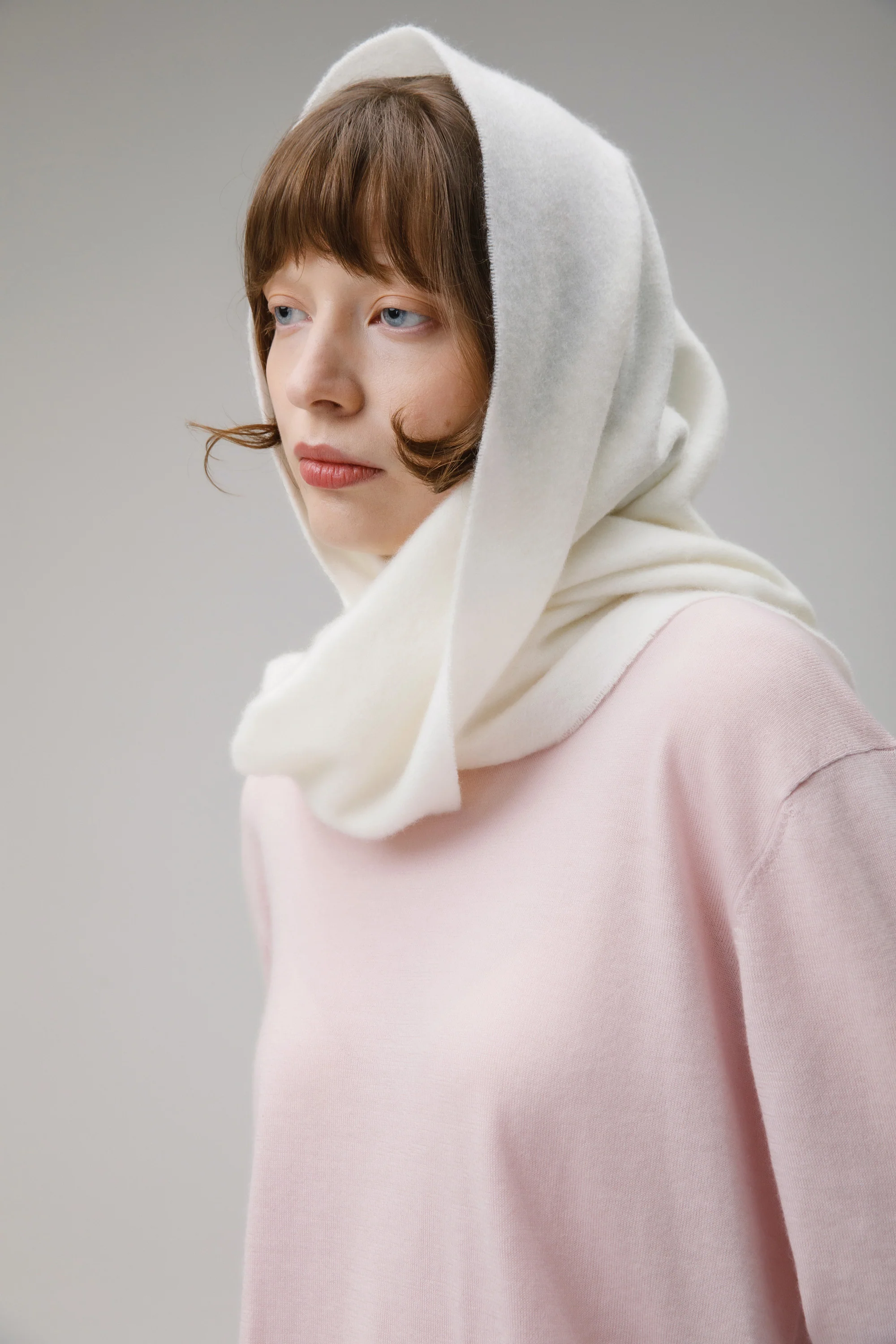 Solid Cashmere Wide Scarf - Soft Cream - Image 4