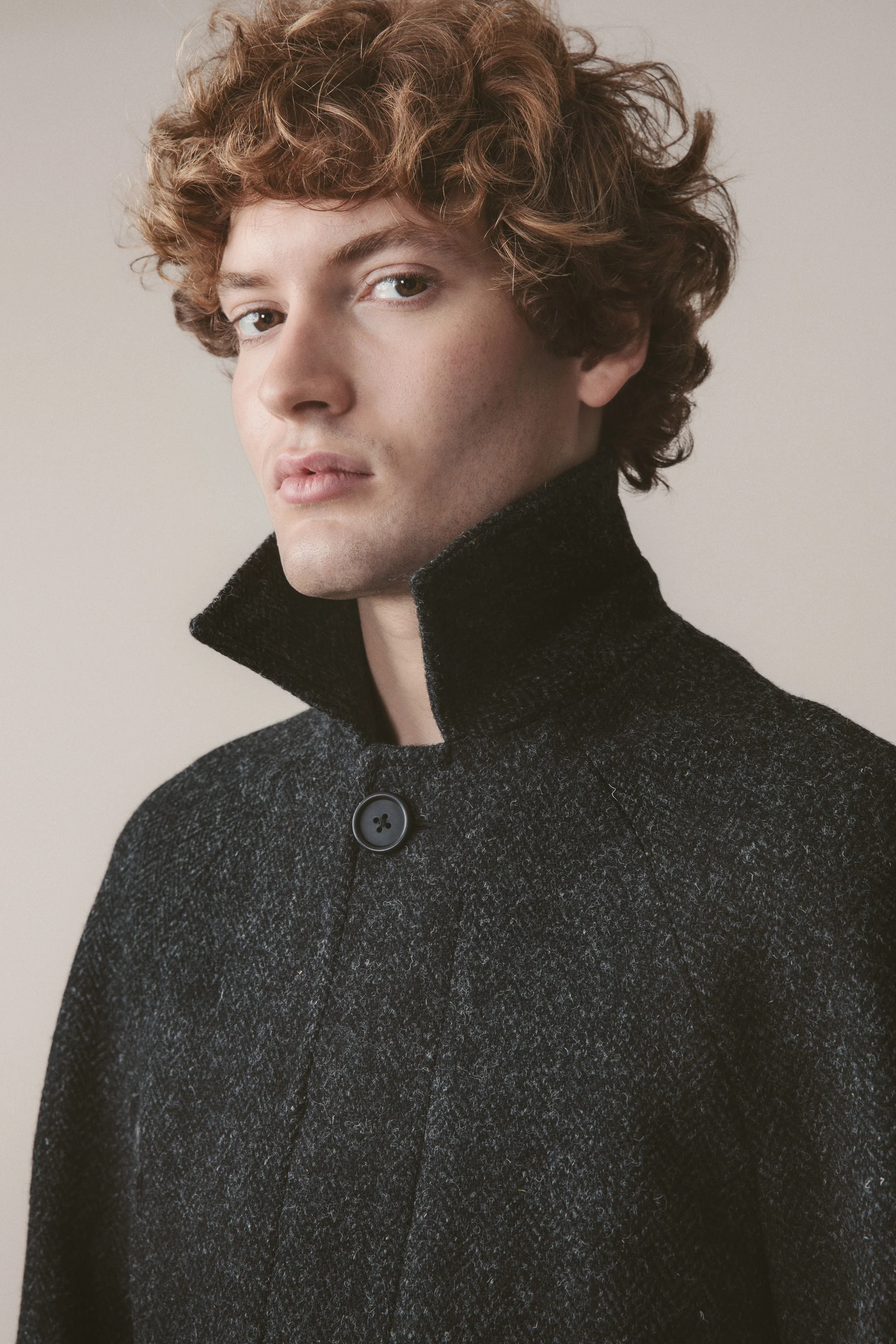 Men's Harris Tweed Ottavio Pea Coat - Deep Charcoal - Image 4