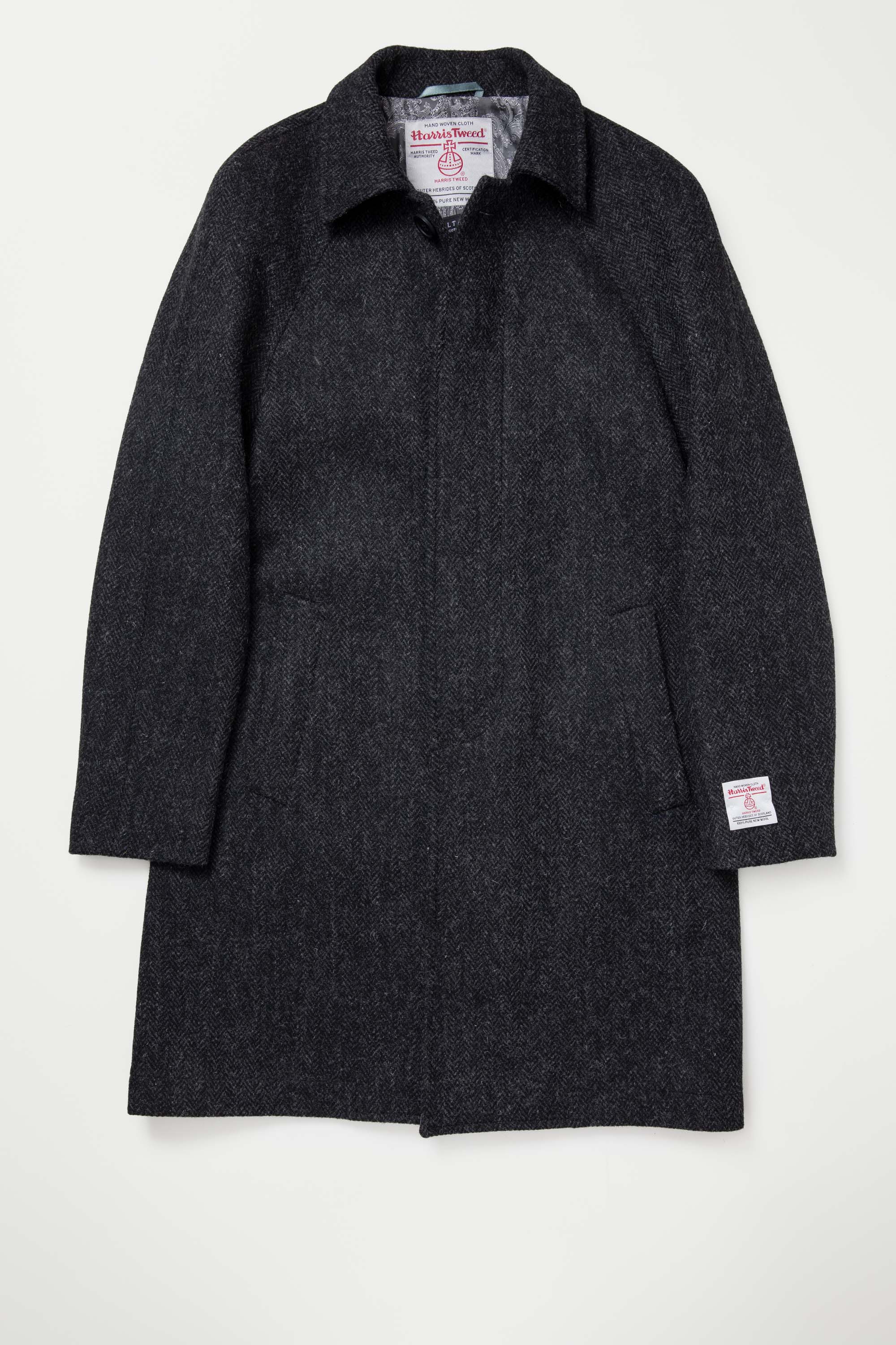 Men's Harris Tweed Ottavio Pea Coat - Deep Charcoal - Image 5