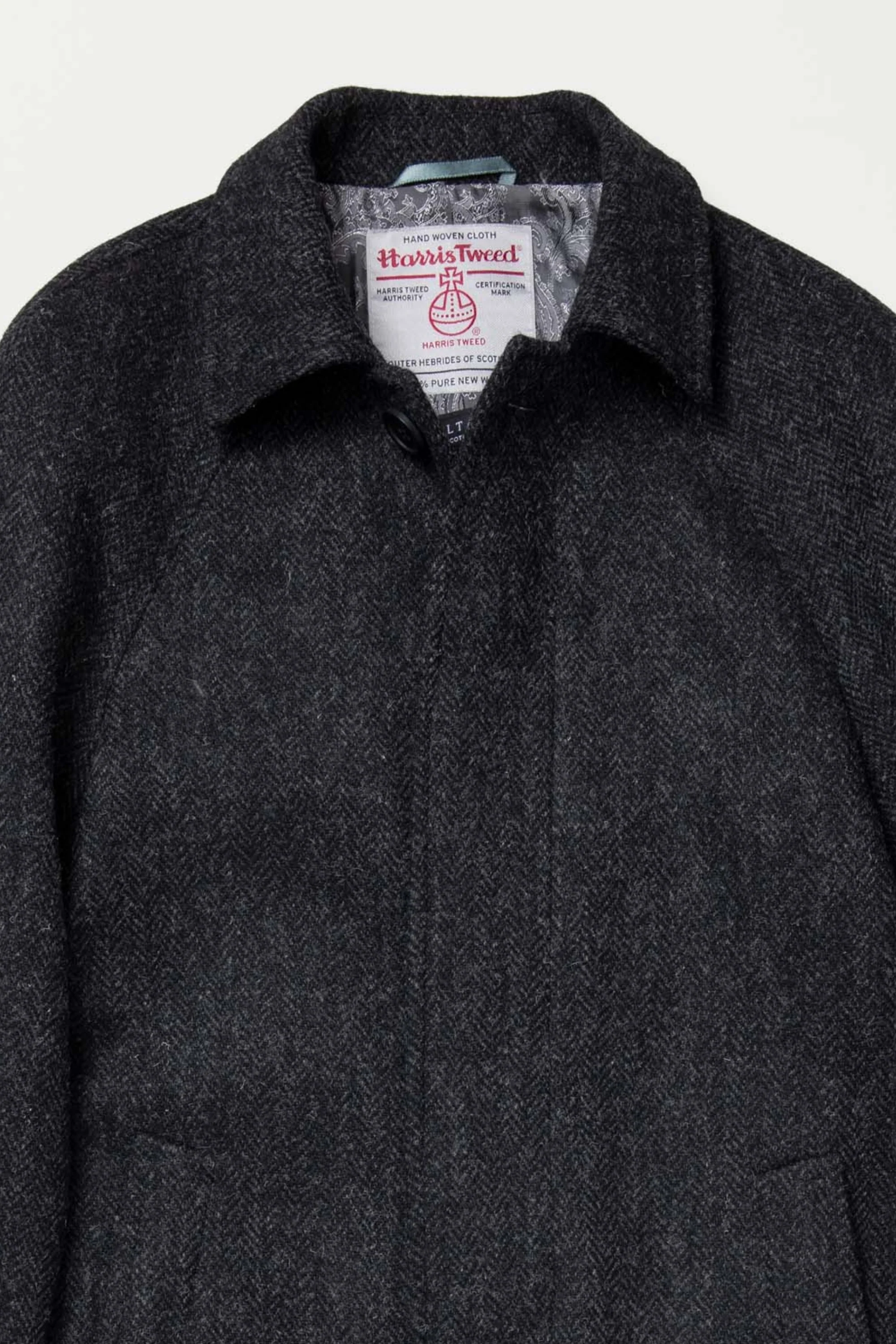 Men's Harris Tweed Ottavio Pea Coat - Deep Charcoal - Image 6