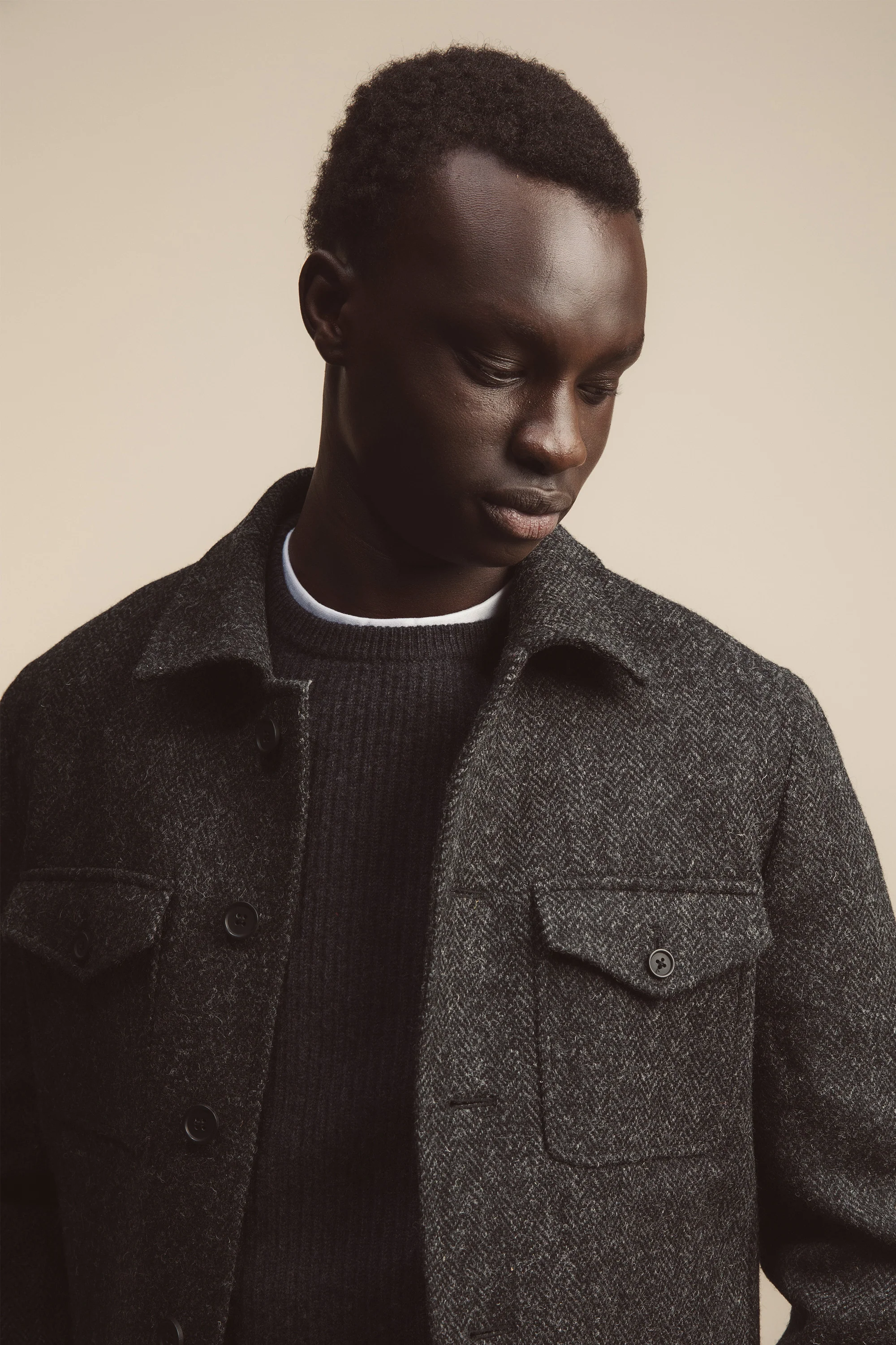 Men's Harris Tweed Sergeant Jacket - Deep Charcoal - Image 2