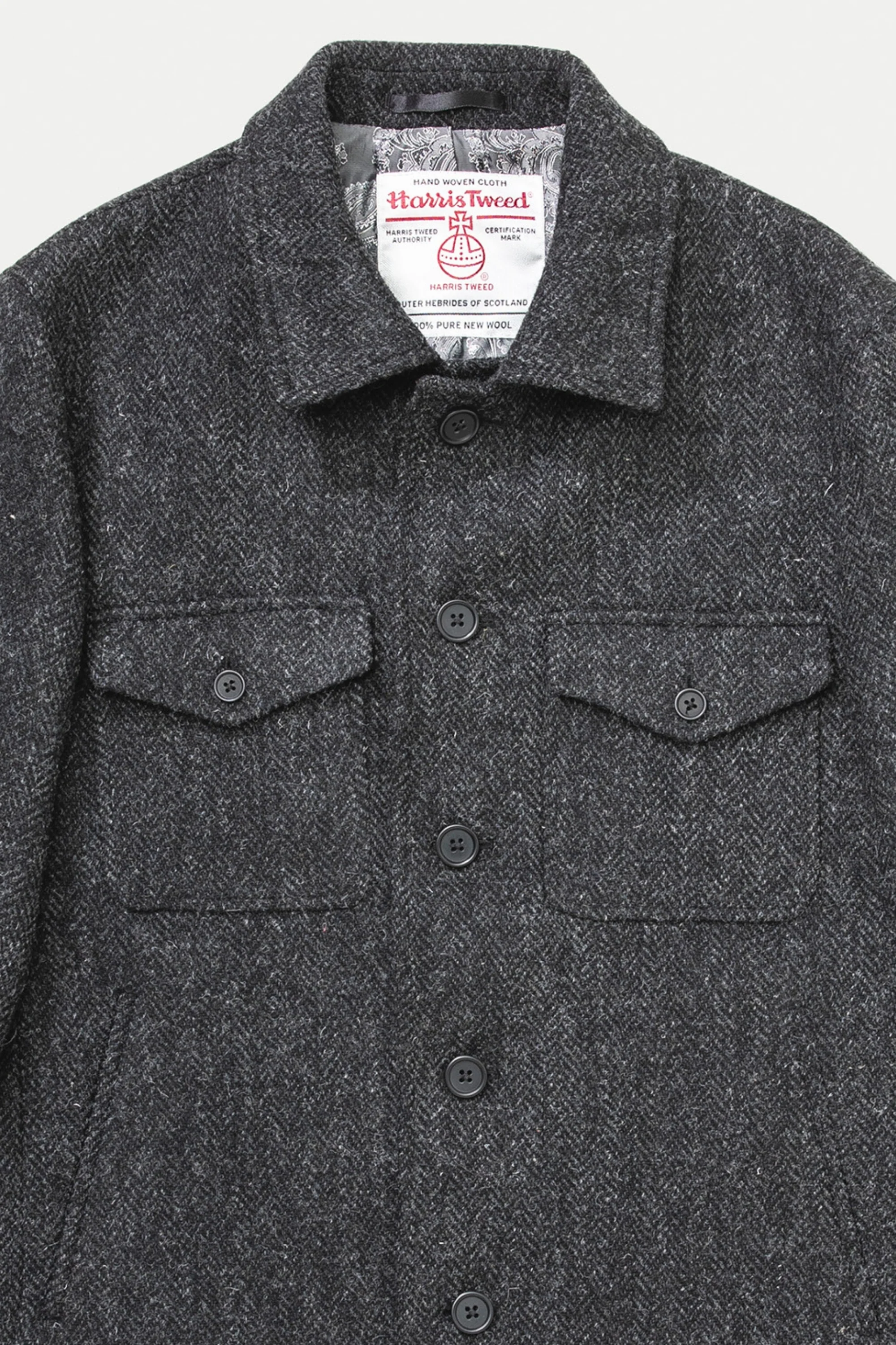 Men's Harris Tweed Sergeant Jacket - Deep Charcoal - Image 4
