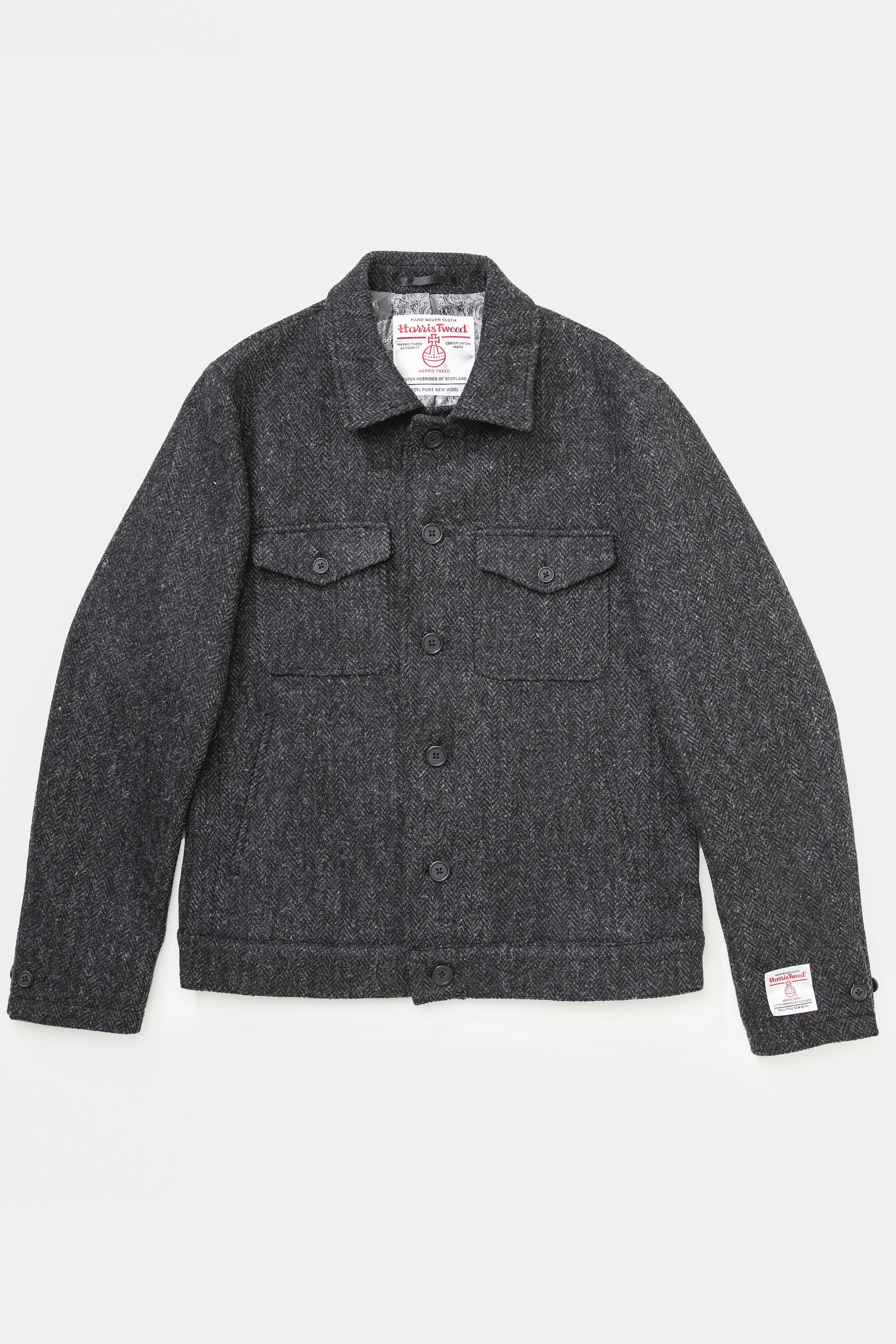 Men's Harris Tweed Sergeant Jacket - Deep Charcoal - Image 5