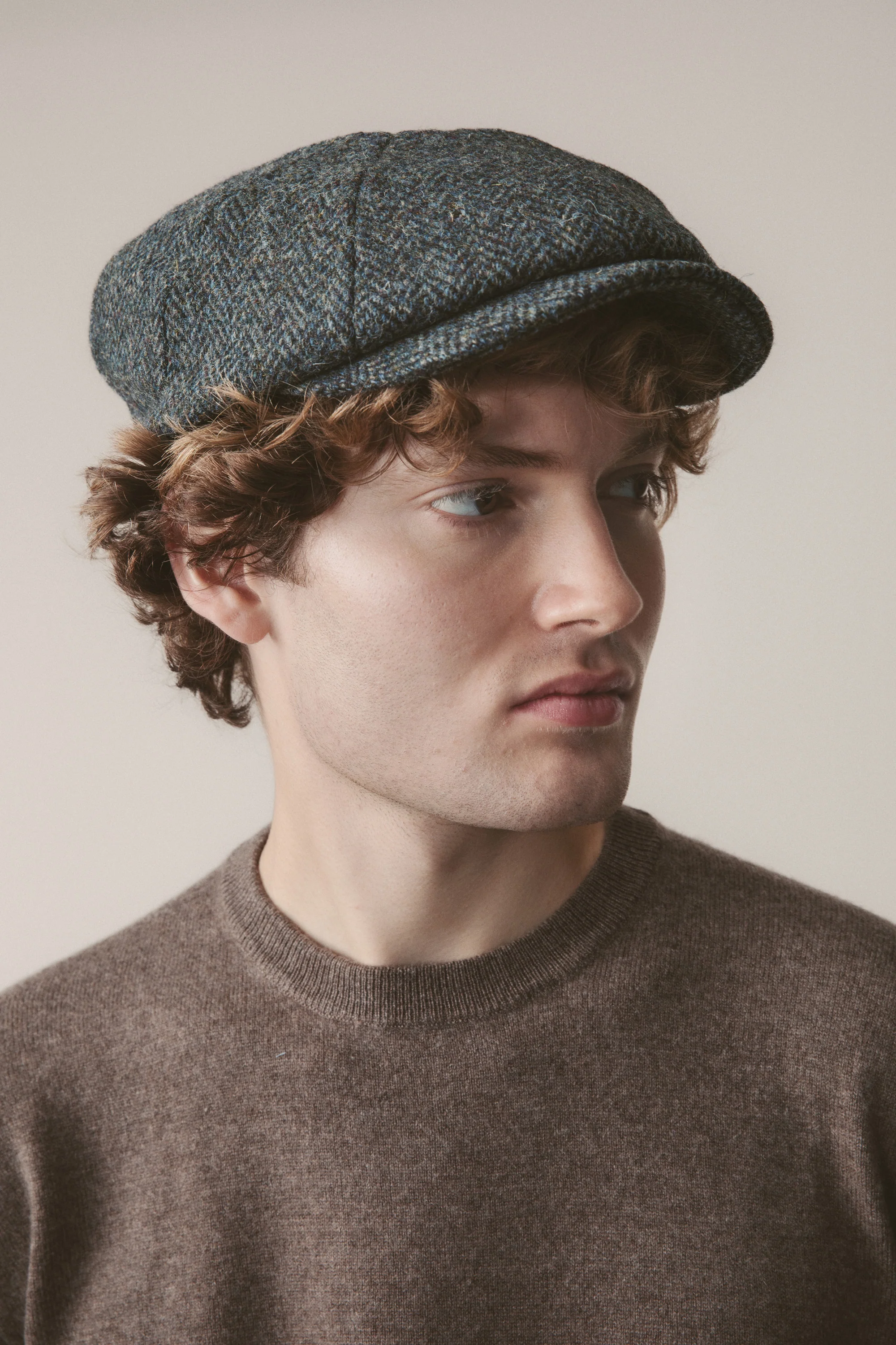 Harris Tweed Carloway Hat - Blue Mix Herringbone - Image 3