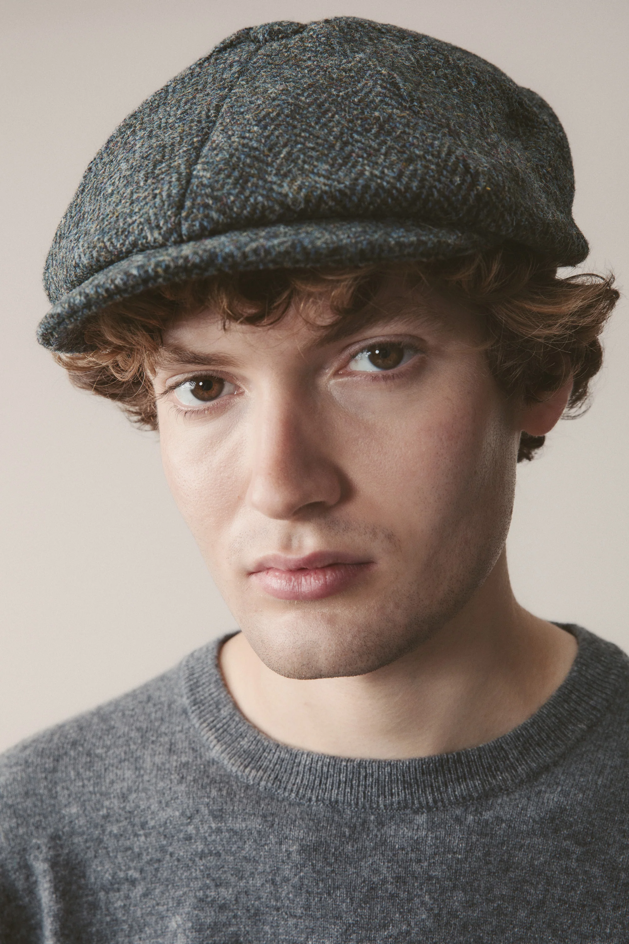 Harris Tweed Carloway Hat - Blue Mix Herringbone - Image 5