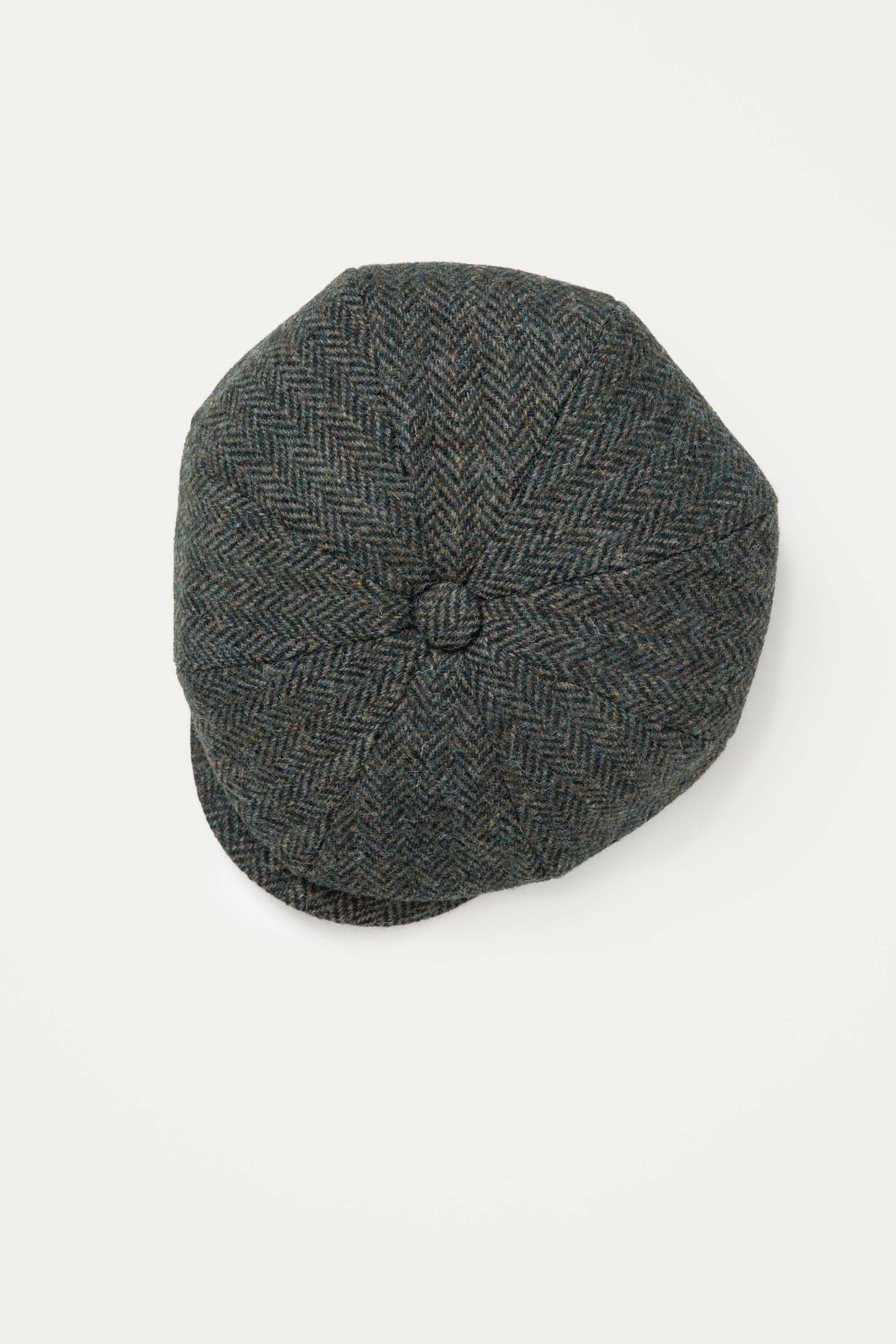 Harris Tweed Carloway Hat - Dark Green Herringbone - Image 3