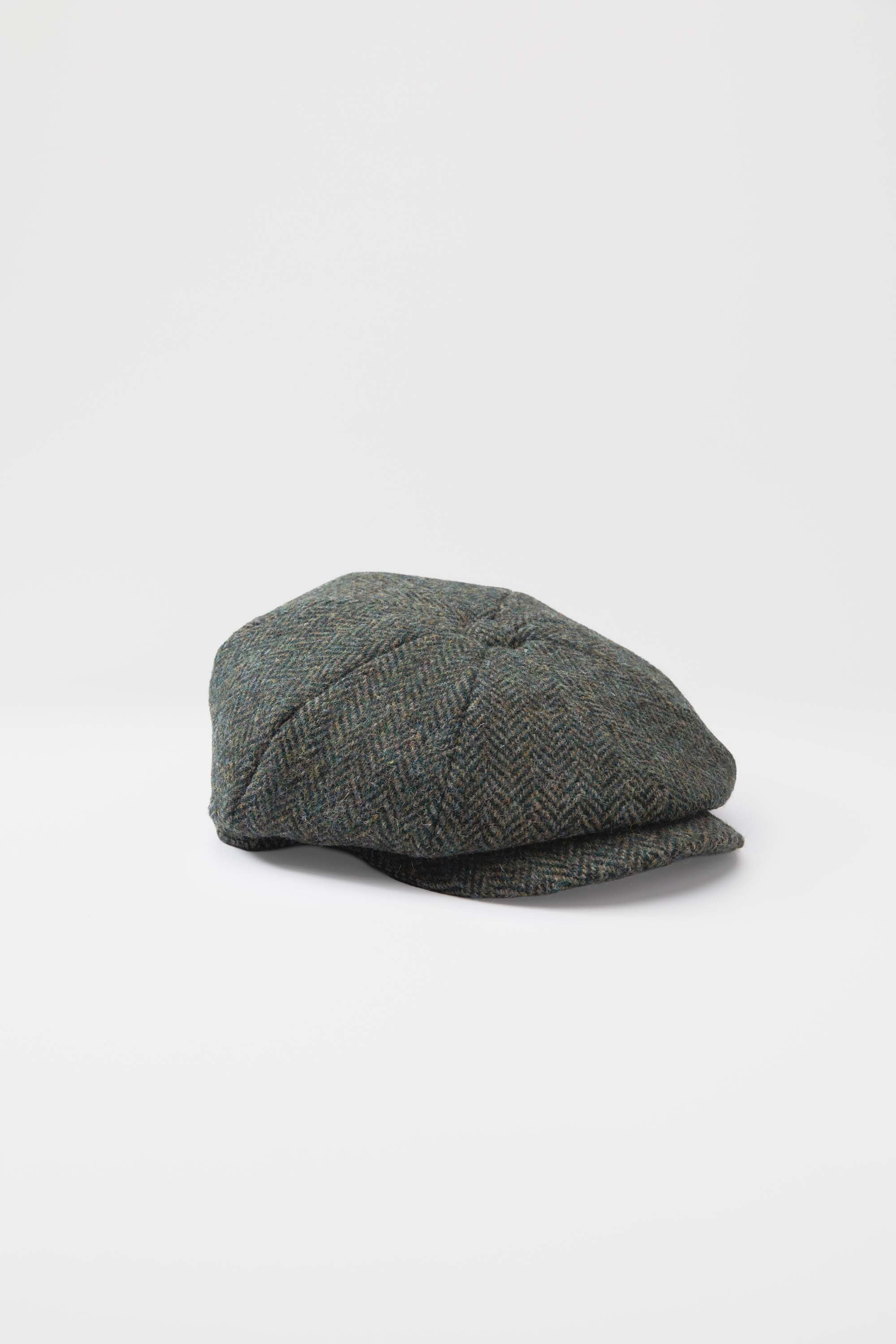 Harris Tweed Carloway Hat - Dark Green Herringbone - Image 4