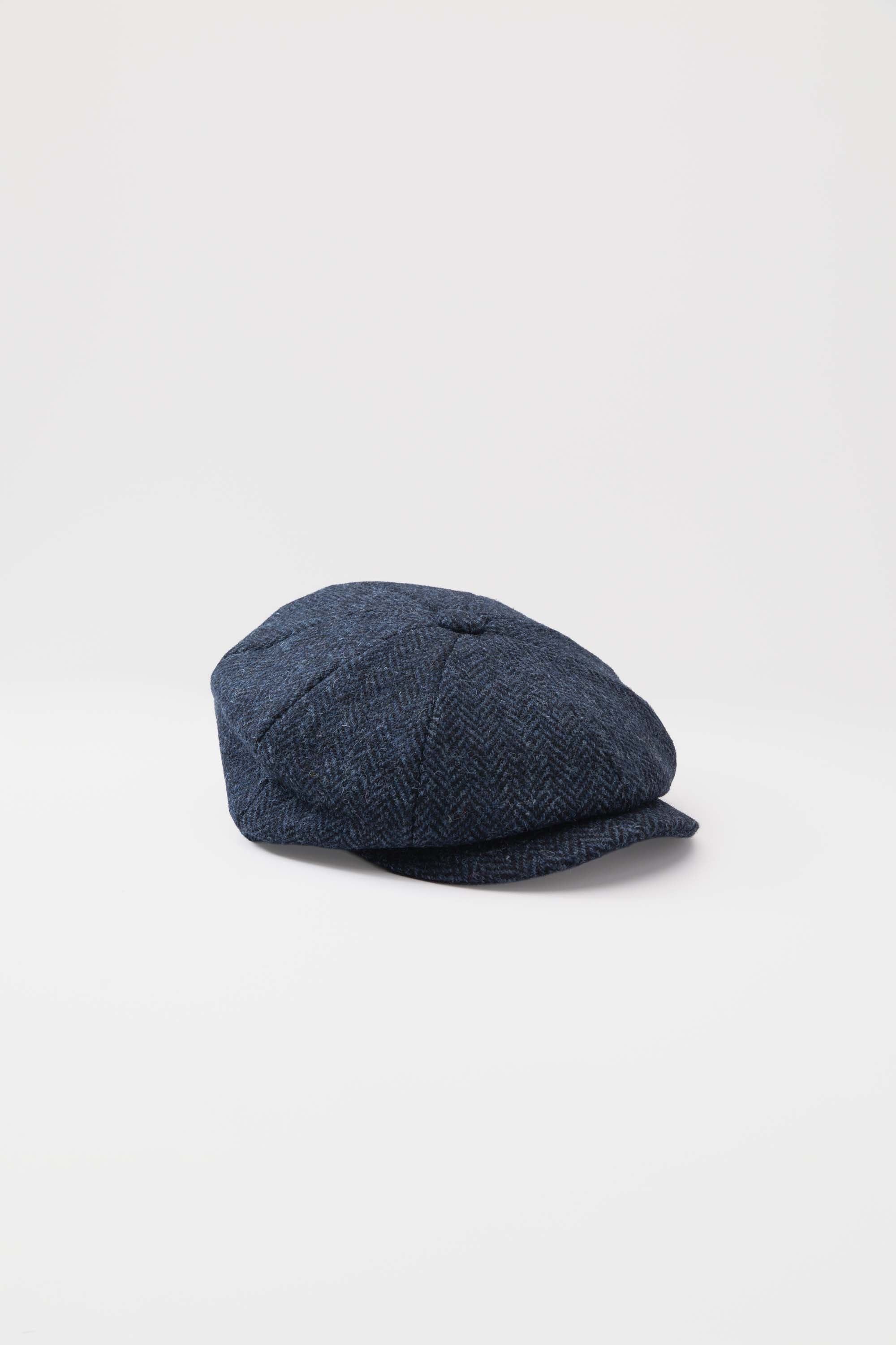 Harris Tweed Carloway Hat - Dark Navy Blue Herringbone - Image 4