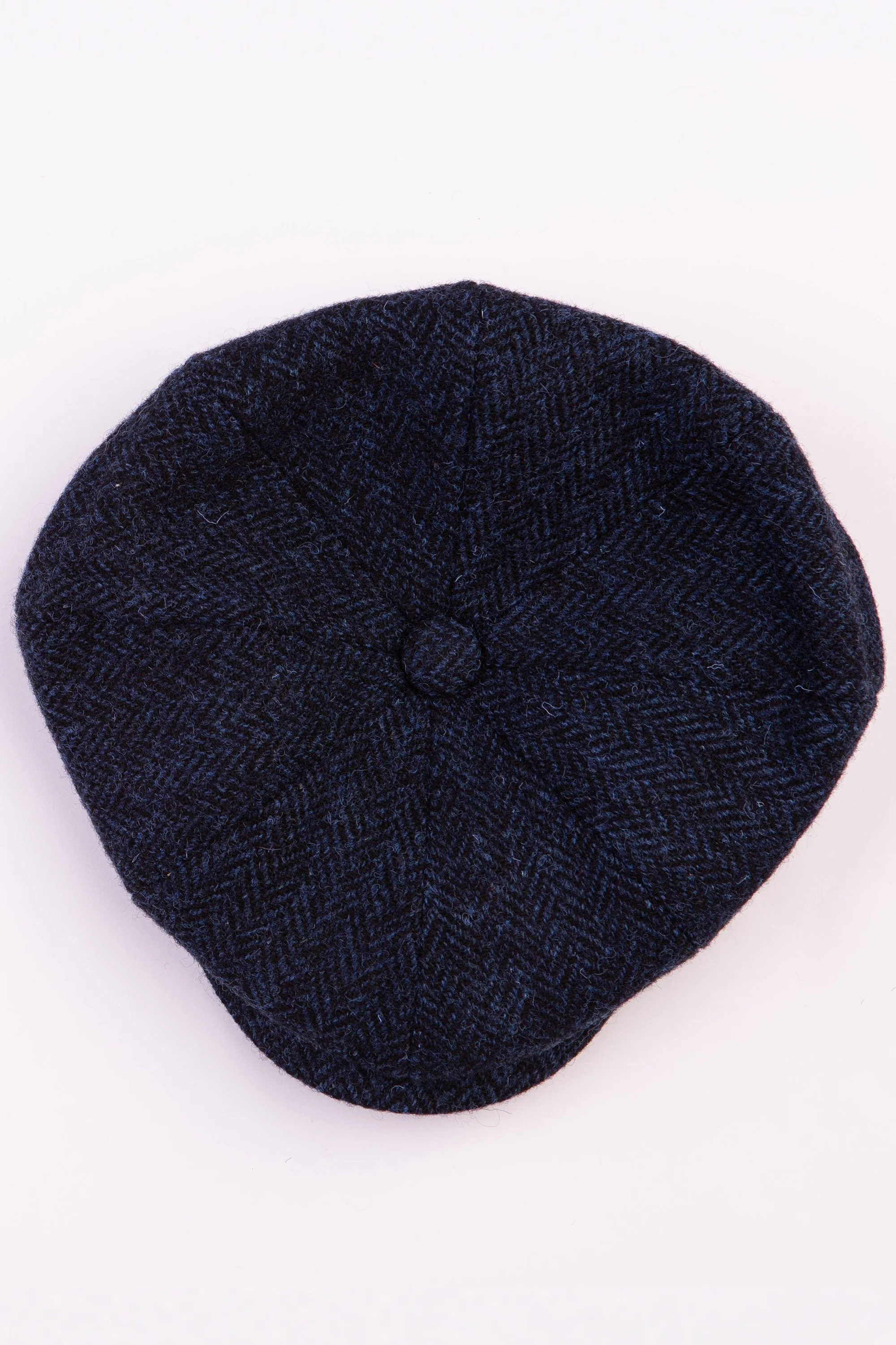 Harris Tweed Carloway Hat - Dark Navy Herringbone - Image 3