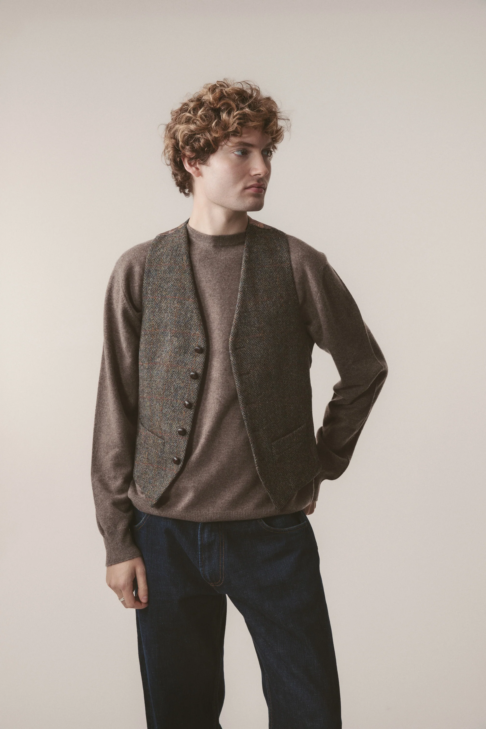 Harris Tweed Iain Waistcoat - Brown Check