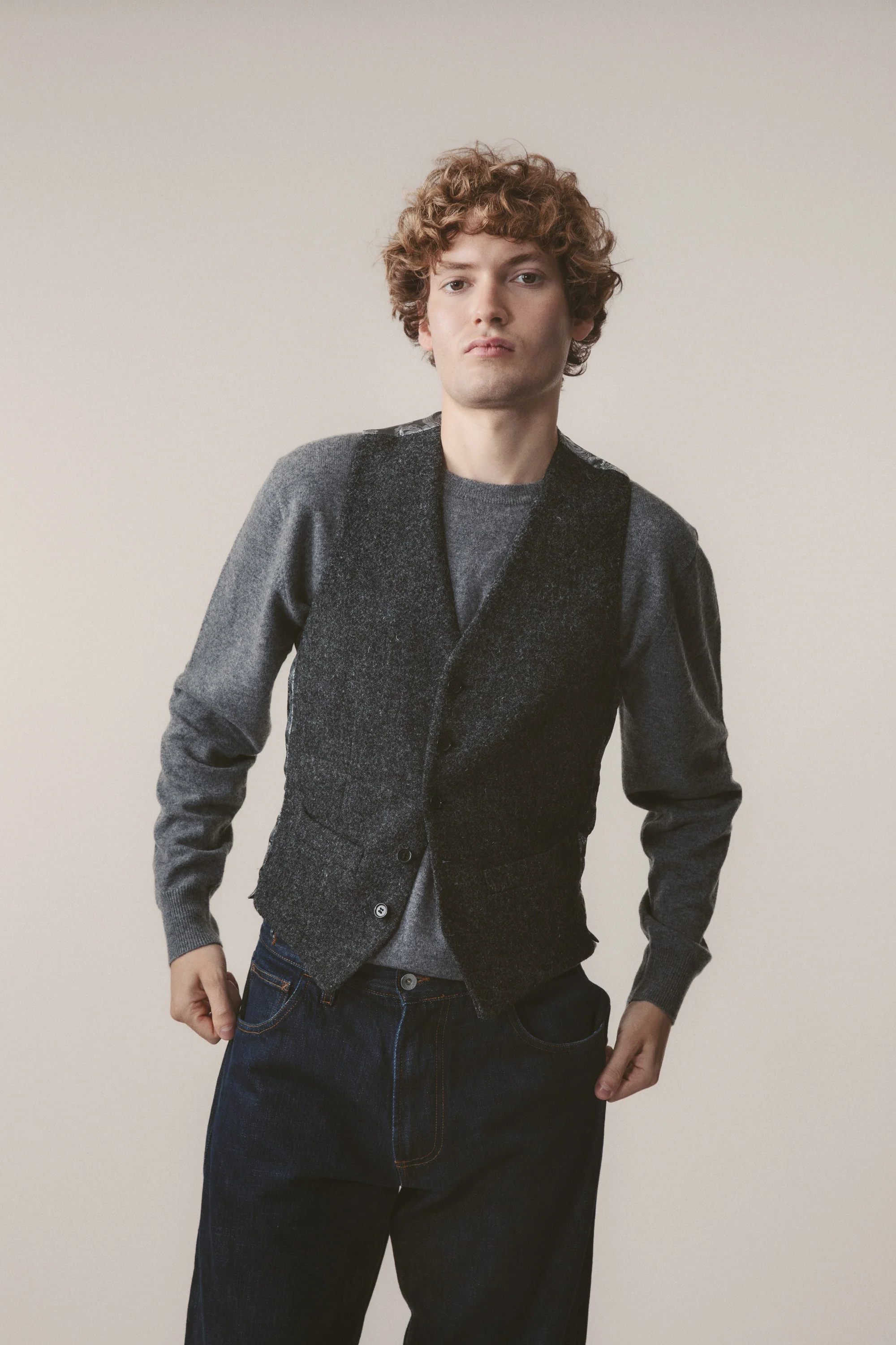 Harris Tweed Iain Waistcoat - Charcoal Melange