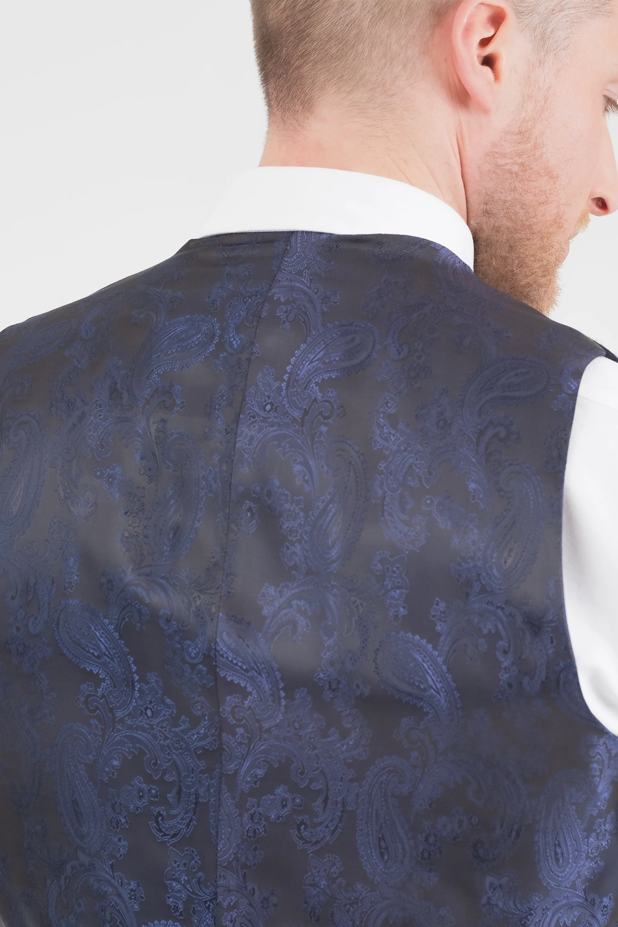 Harris Tweed Iain Waistcoat - Dark Navy Twill Solid - Image 3