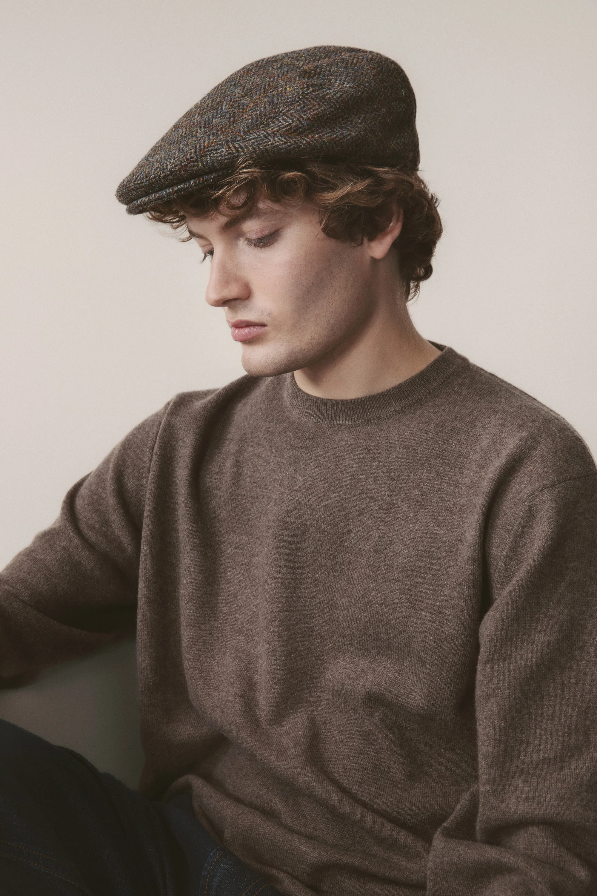 Harris Tweed Stornoway Cap - Brown Check