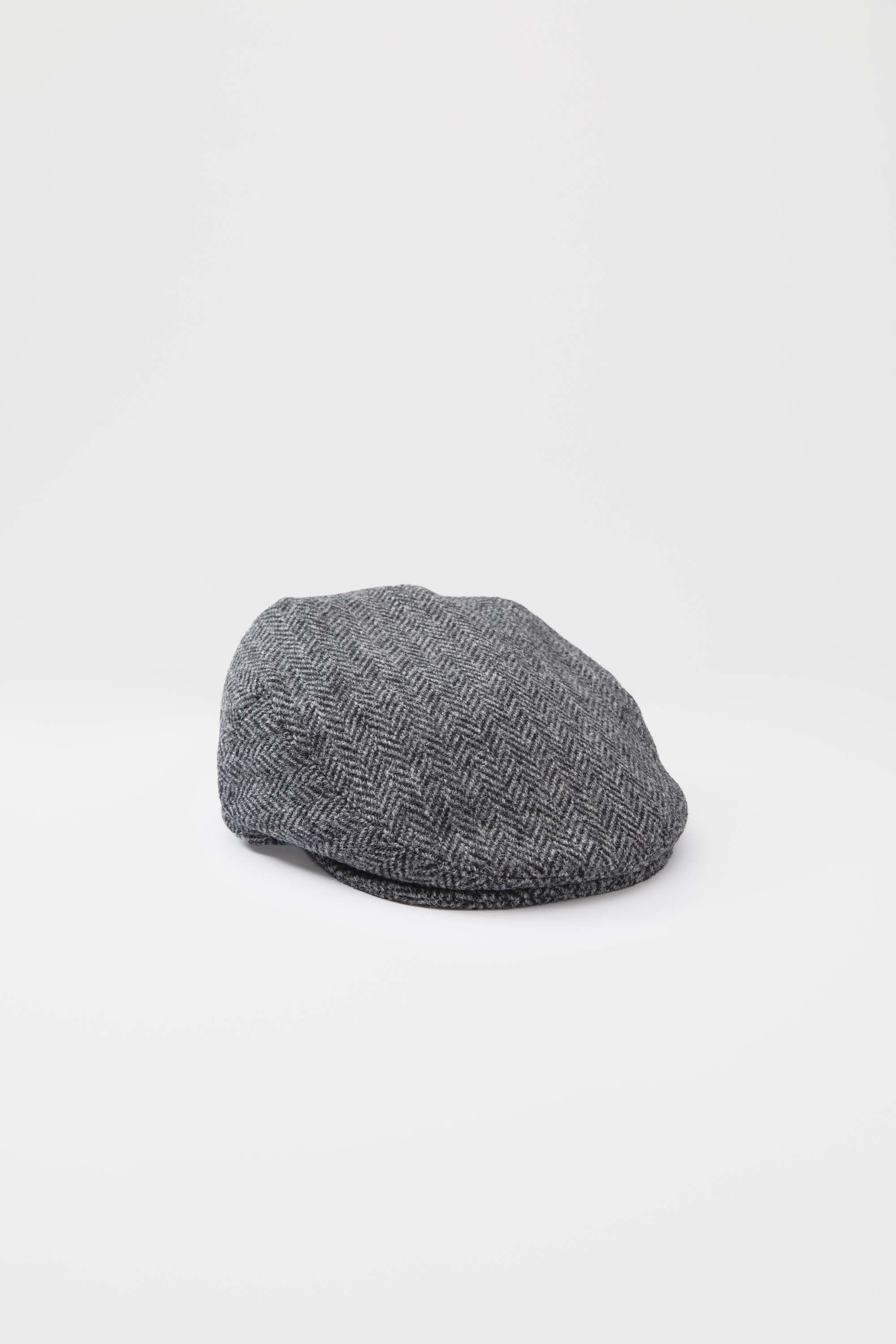 Harris Tweed Stornoway Cap - Charcoal Herringbone - Image 3