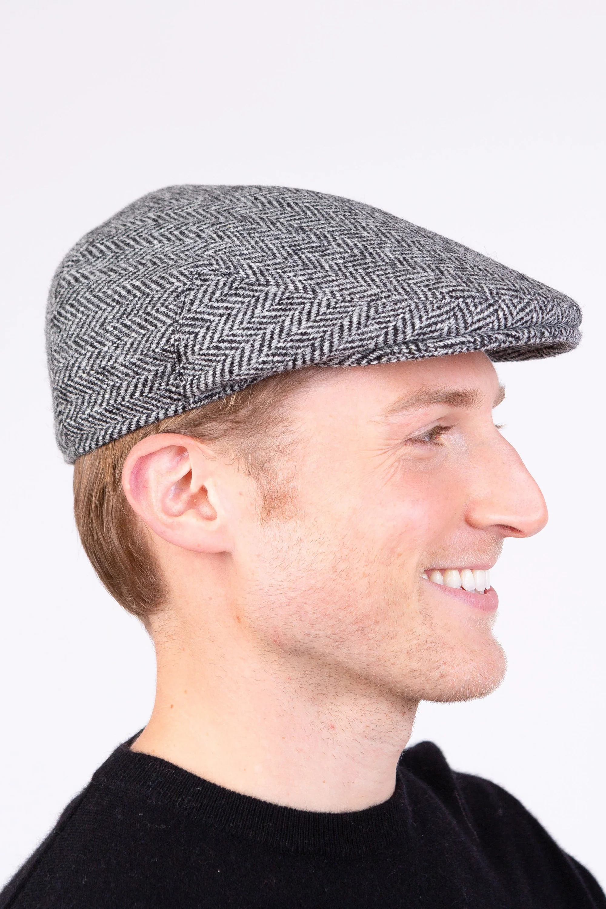 Harris Tweed Stornoway Cap - Light Grey Herringbone - Image 2