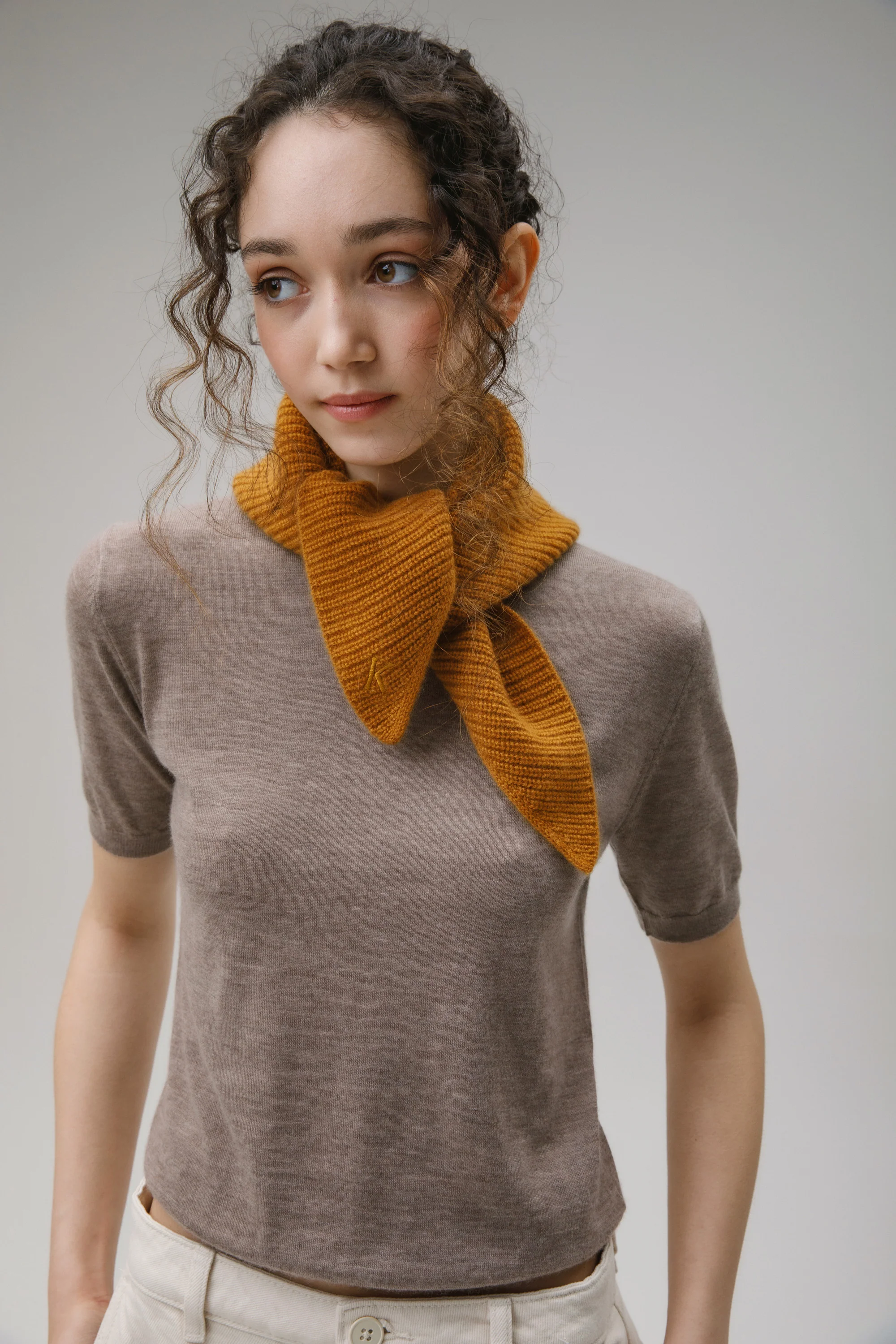 Knitted Cashmere Neck Tie - Amber Haze
