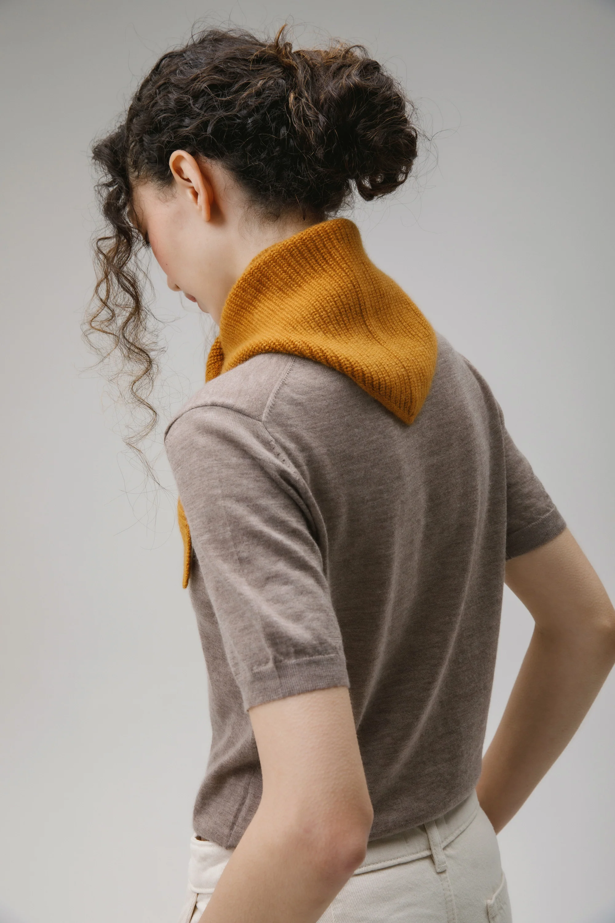 Knitted Cashmere Neck Tie - Amber Haze - Image 3