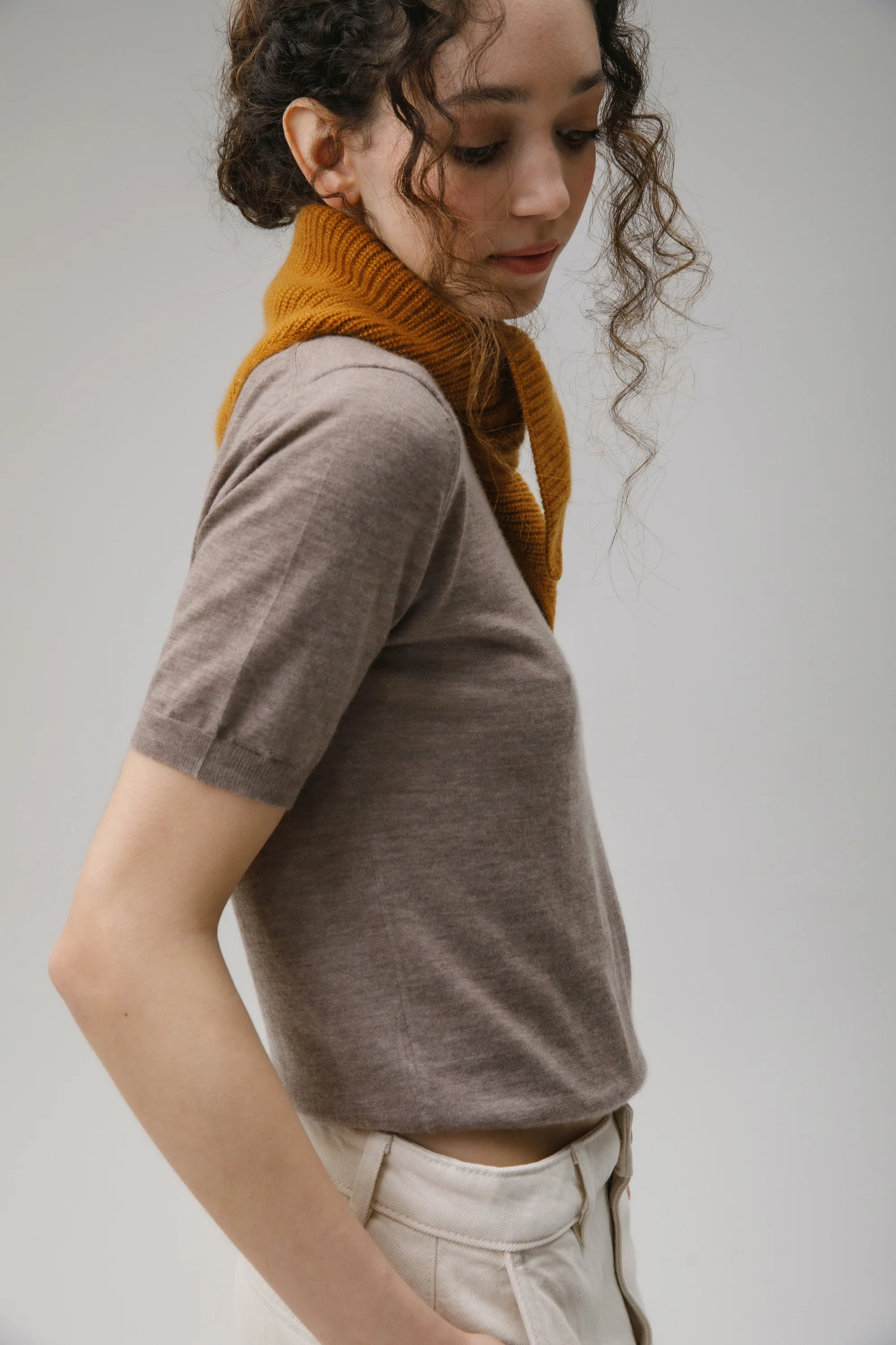 Knitted Cashmere Neck Tie - Amber Haze - Image 4