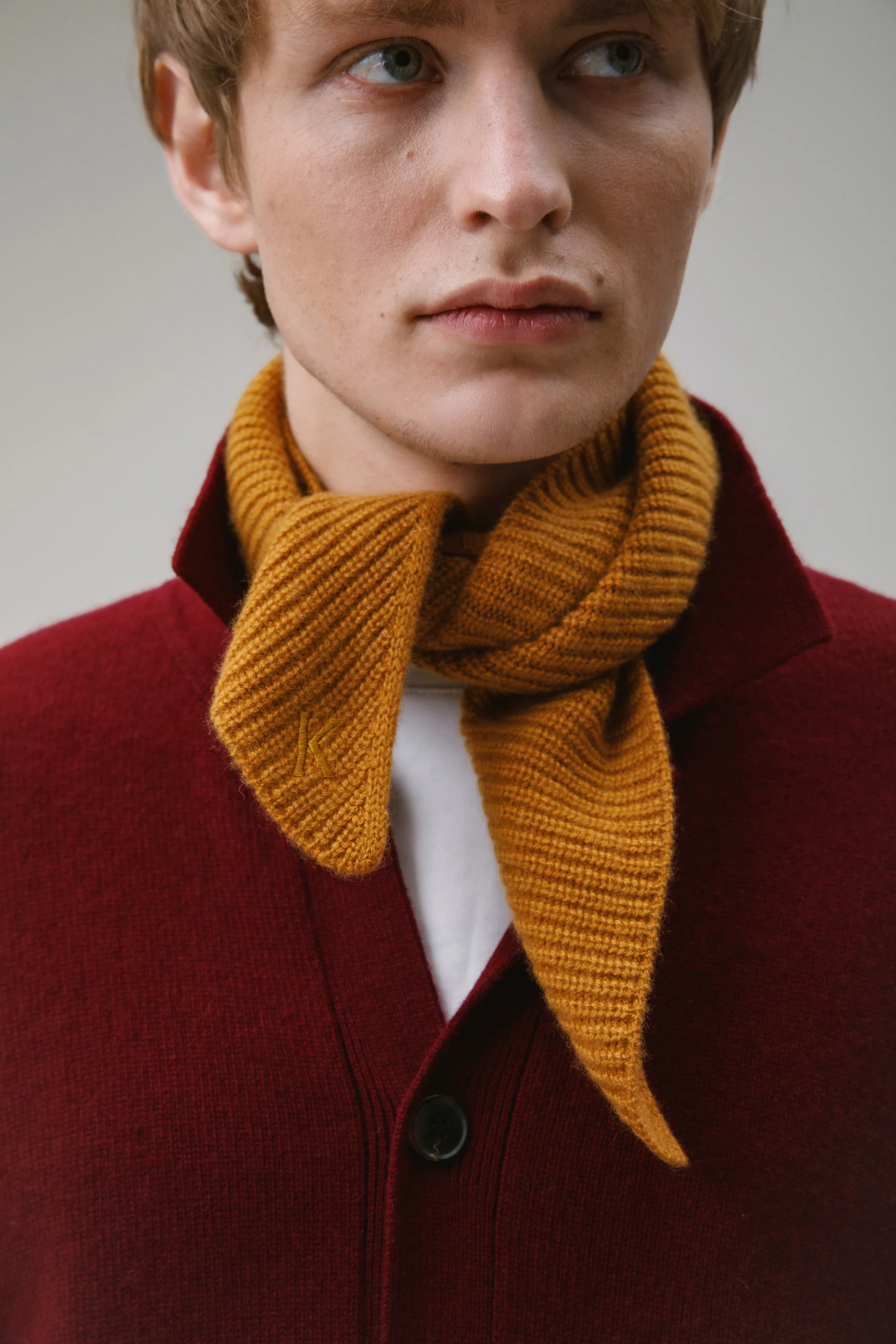 Knitted Cashmere Neck Tie - Amber Haze - Image 5