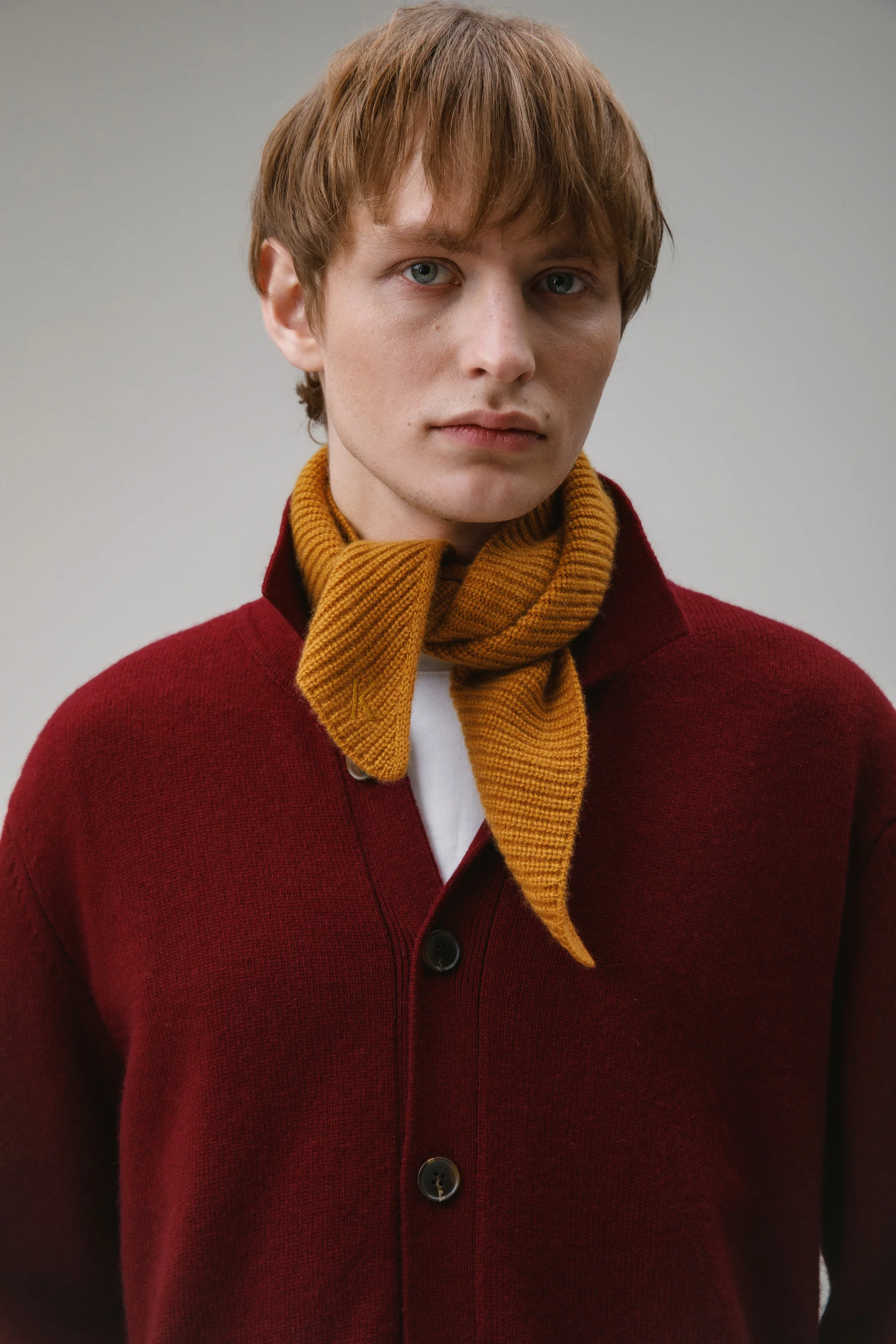 Knitted Cashmere Neck Tie - Amber Haze - Image 6