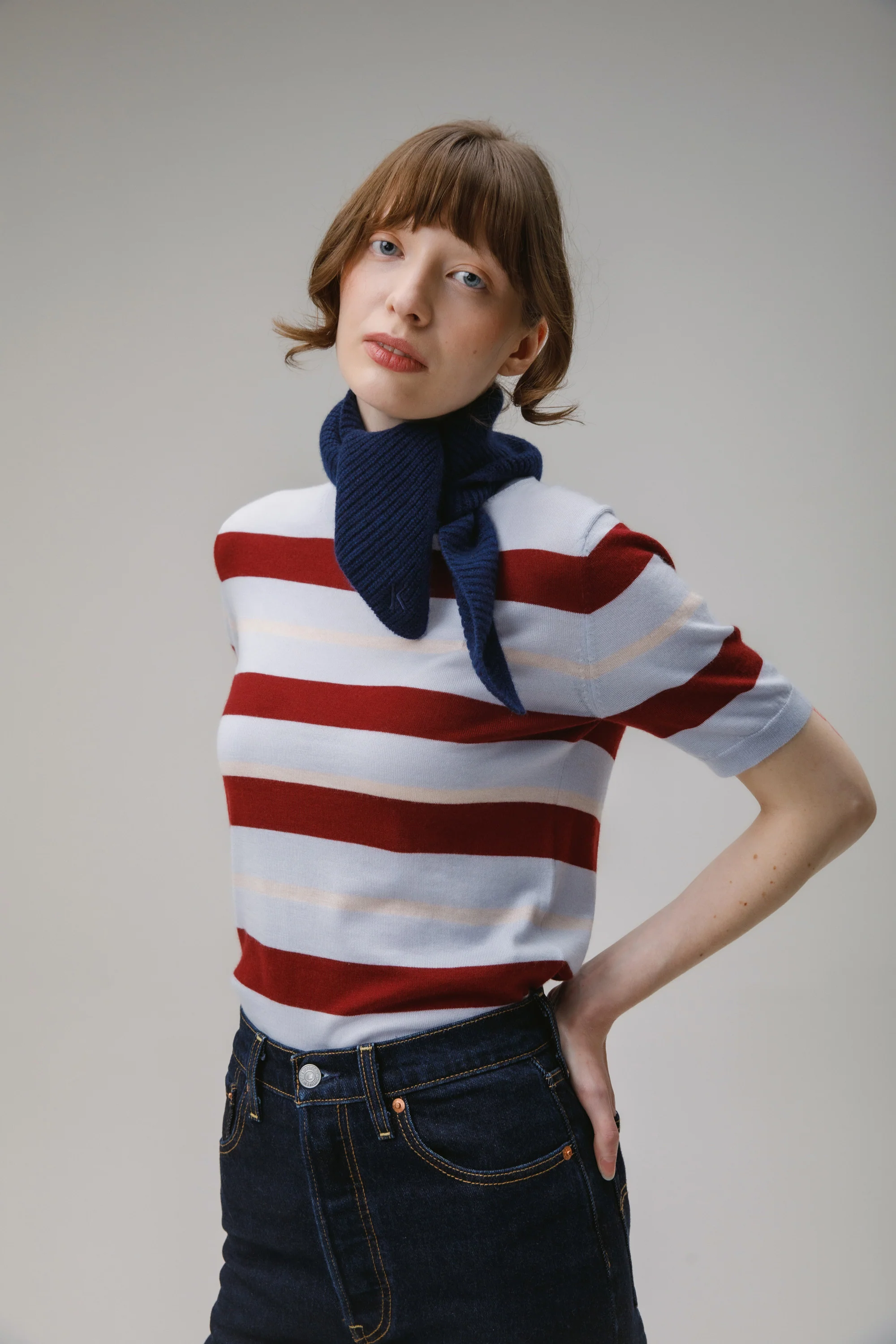 Knitted Cashmere Neck Tie - Cosmos