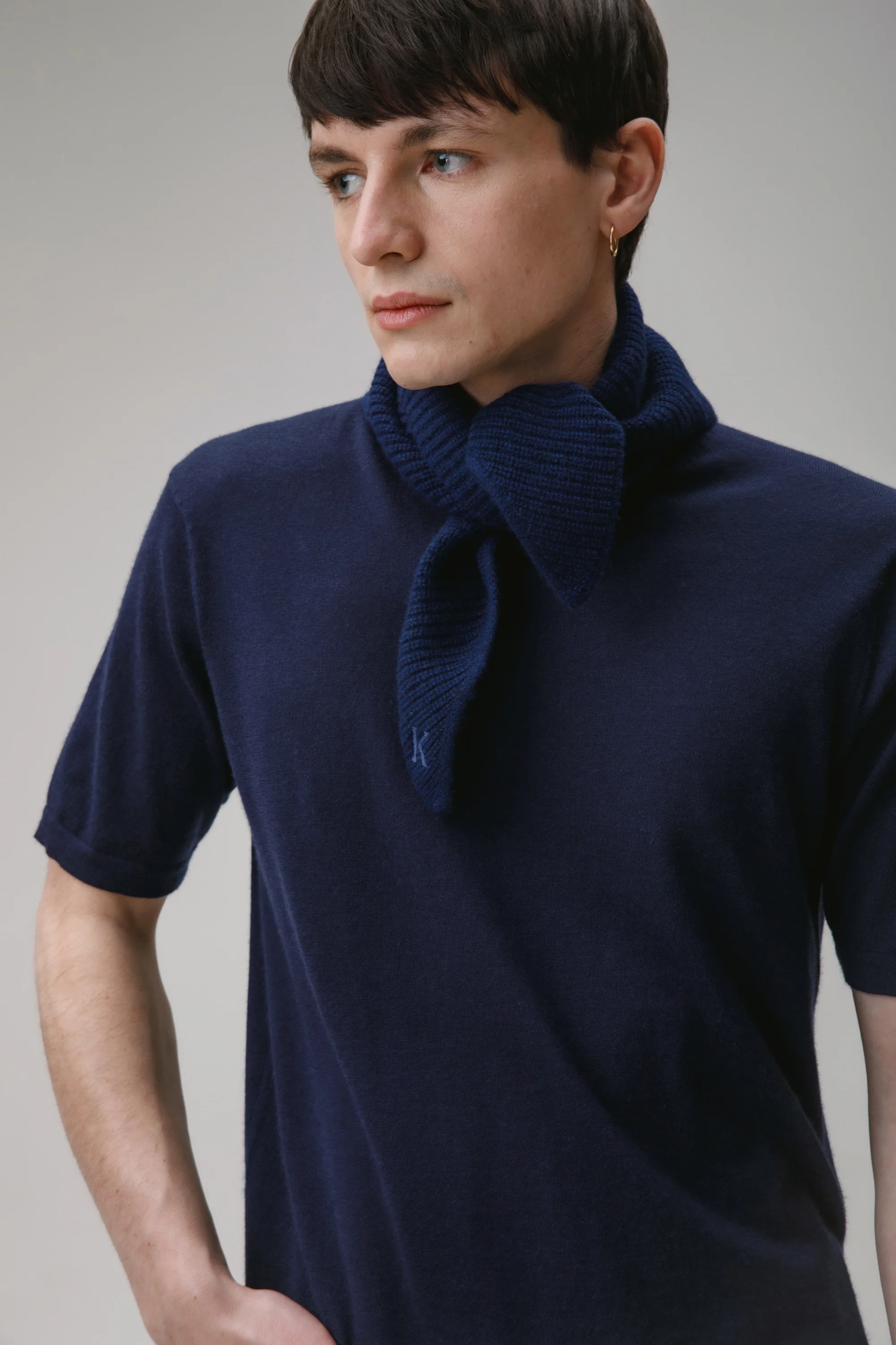 Knitted Cashmere Neck Tie - Cosmos - Image 4