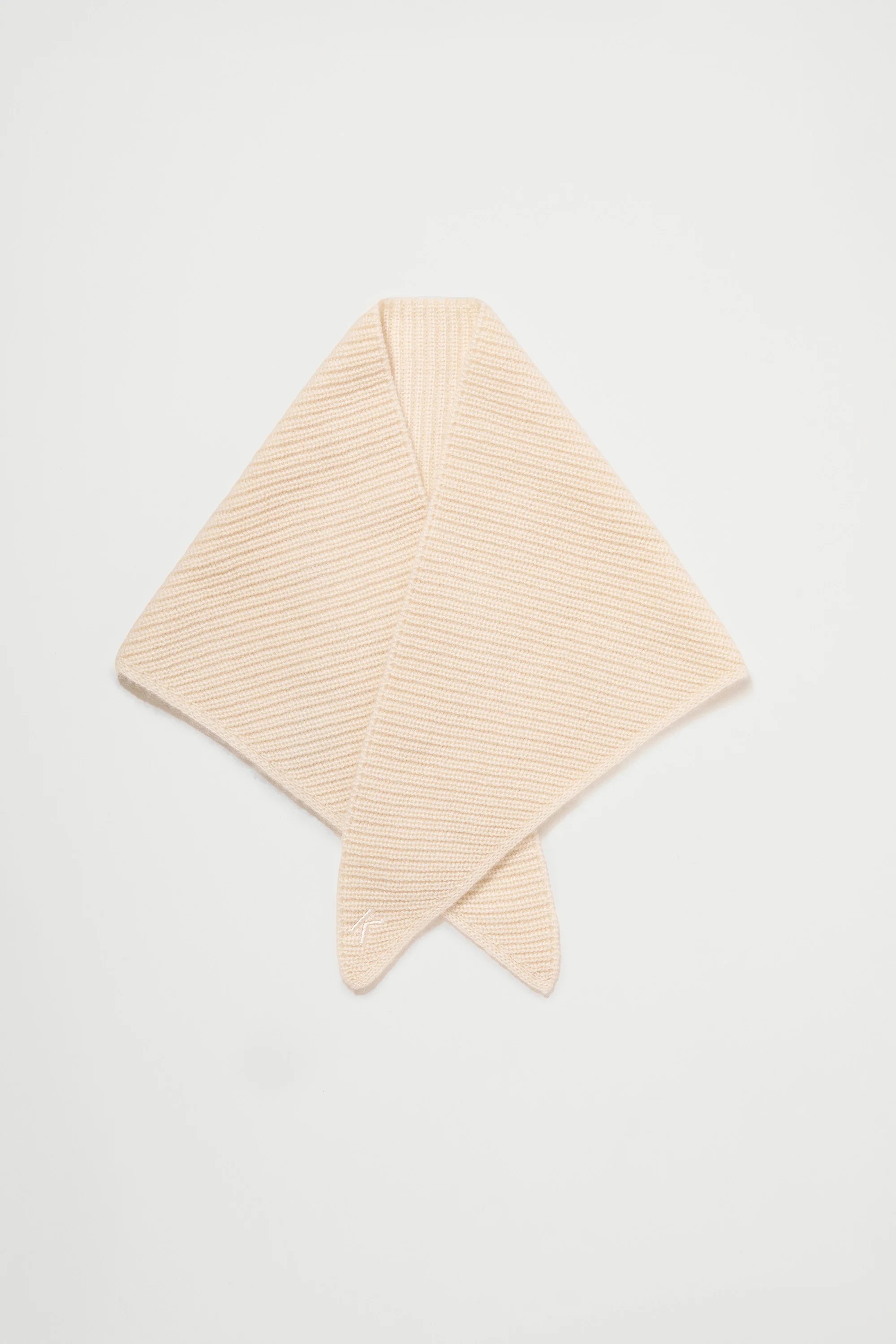 Knitted Cashmere Neck Tie - Cream - Image 8