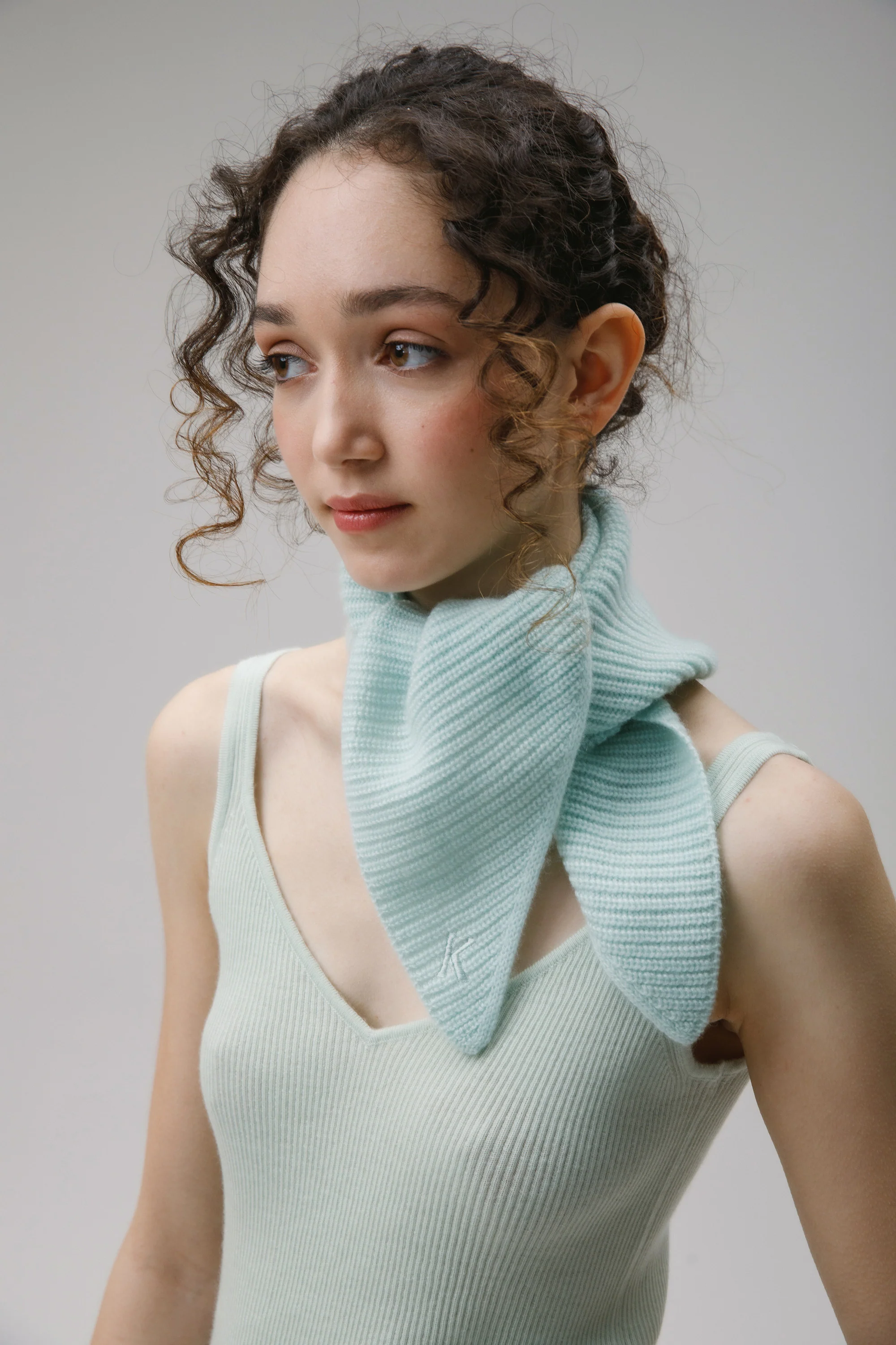 Knitted Cashmere Neck Tie - Jelly Mint