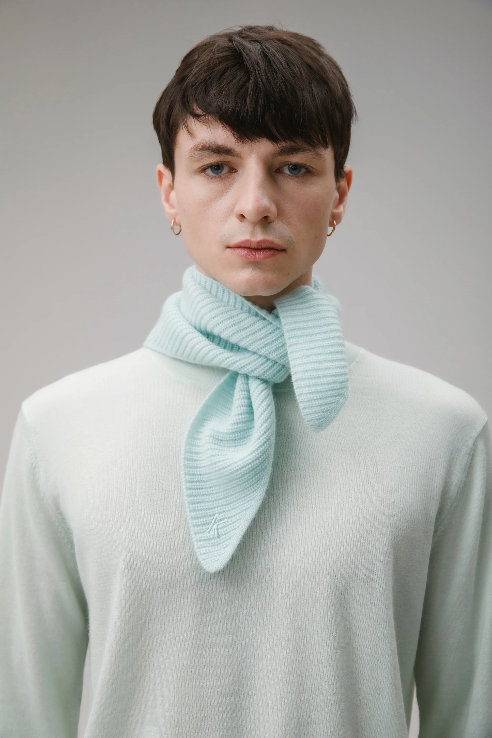Knitted Cashmere Neck Tie - Jelly Mint - Image 6