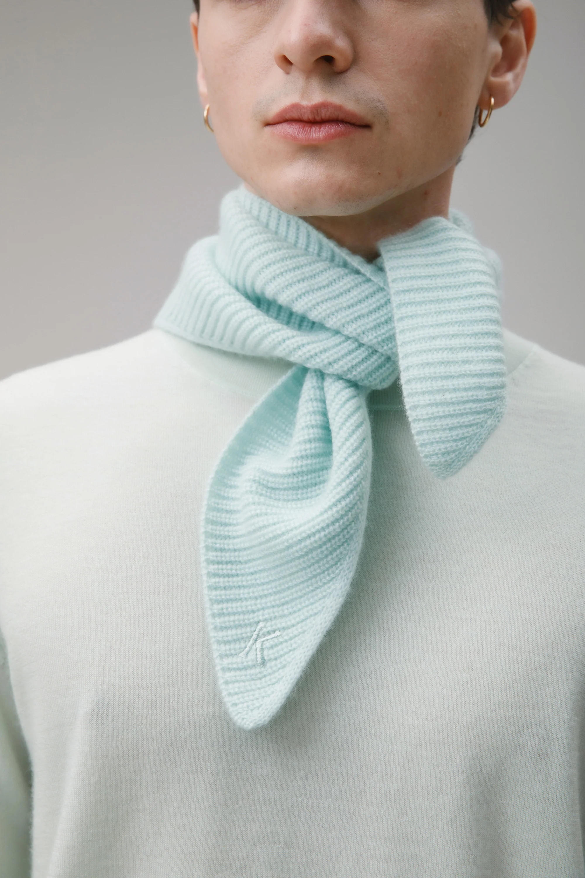 Knitted Cashmere Neck Tie - Jelly Mint - Image 7