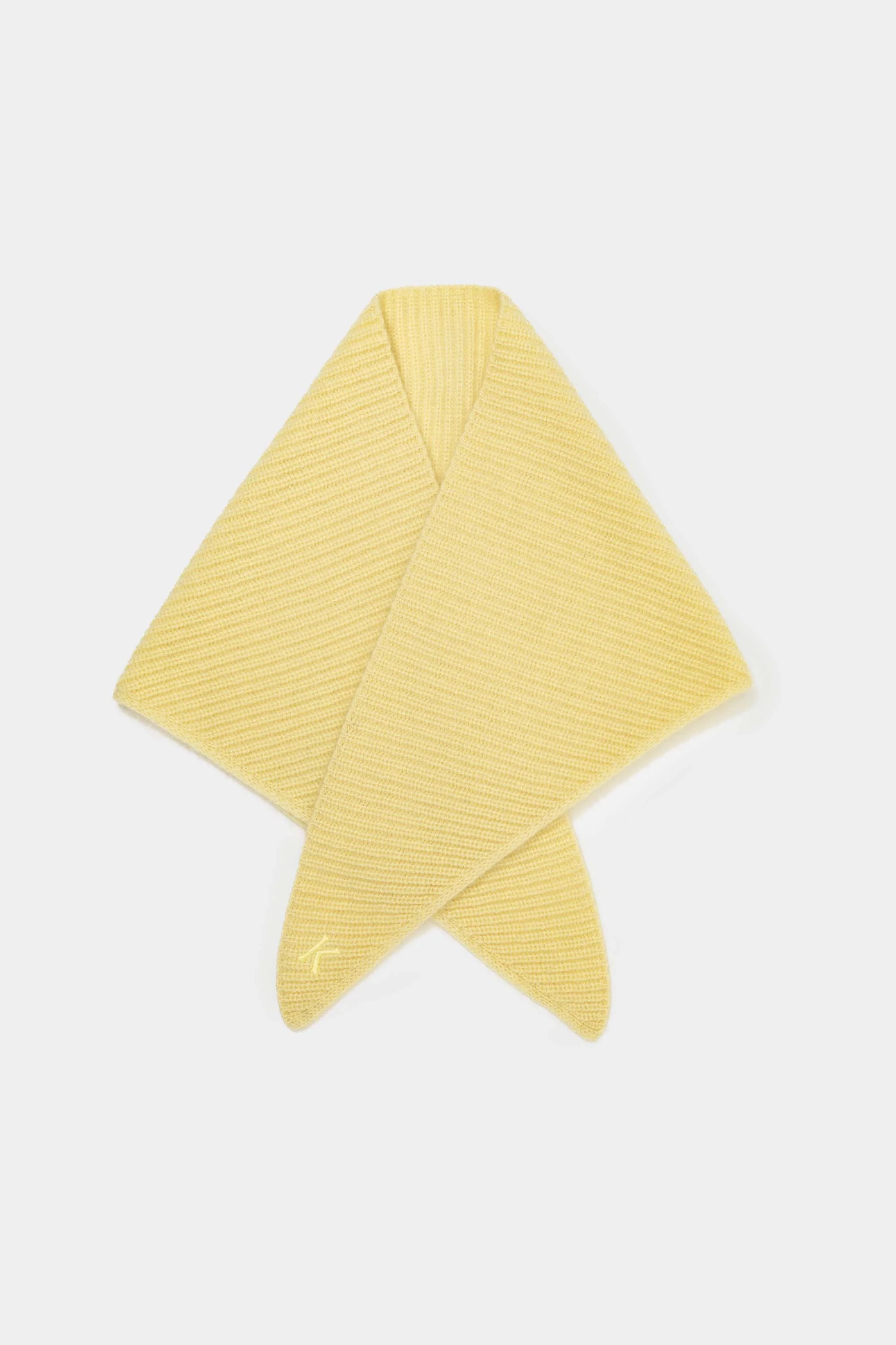 Knitted Cashmere Neck Tie - Lemon Sherbet - Image 8
