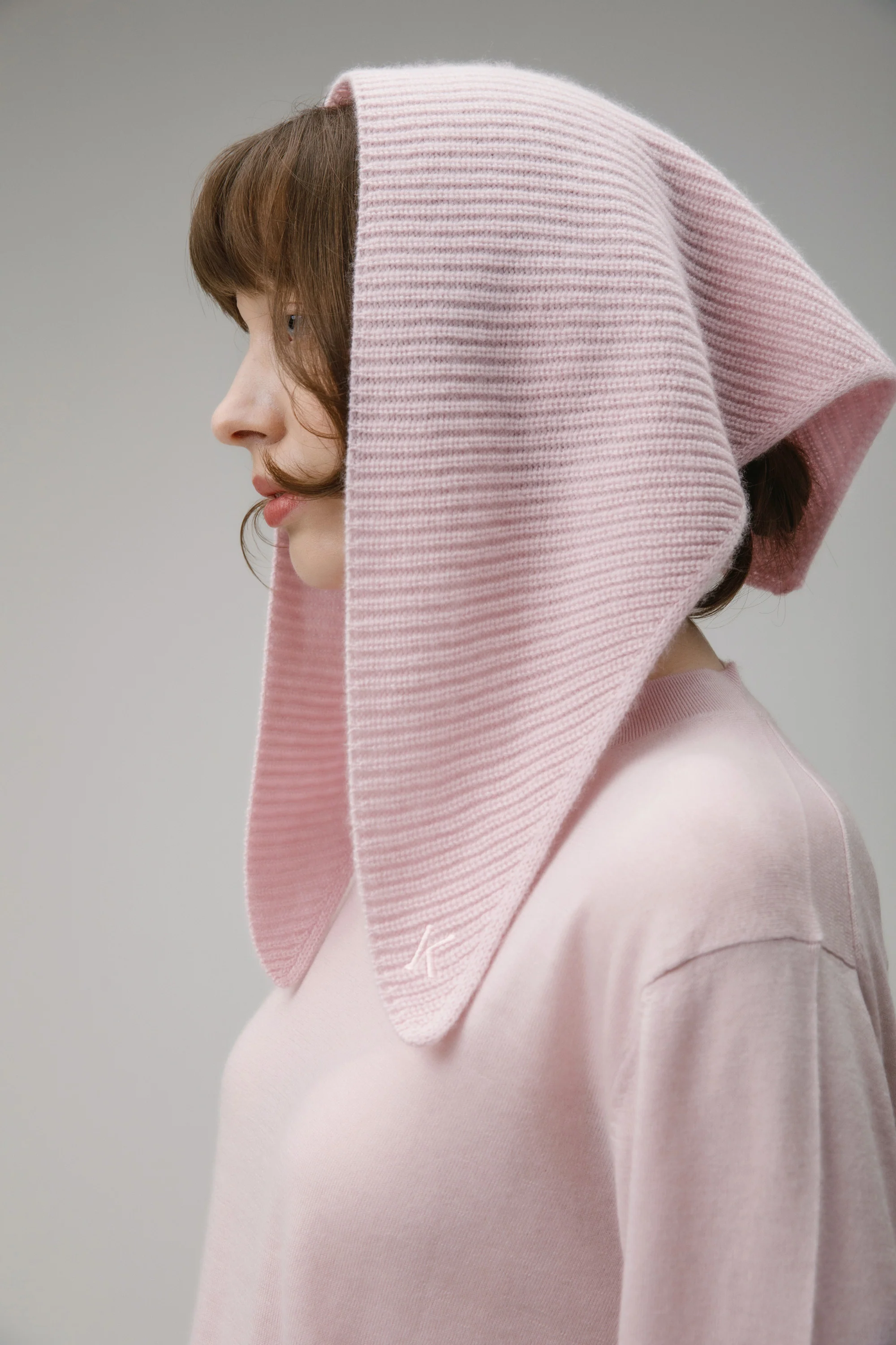 Knitted Cashmere Neck Tie - Pale Lilac - Image 6